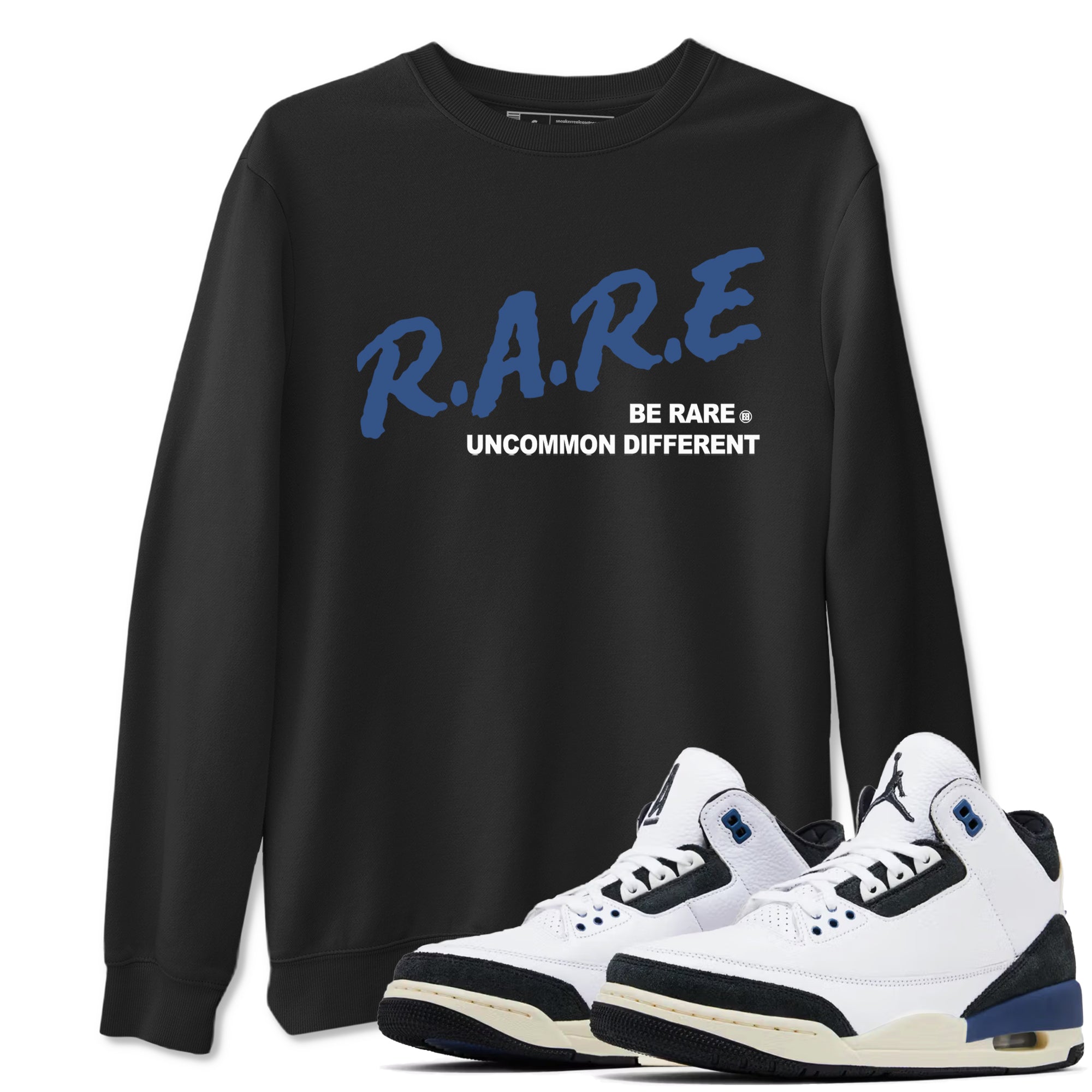 Be Rare Uncommon Different snkmatch Tees - Air Jordan 3 A Ma Maniere x Diffused Blue