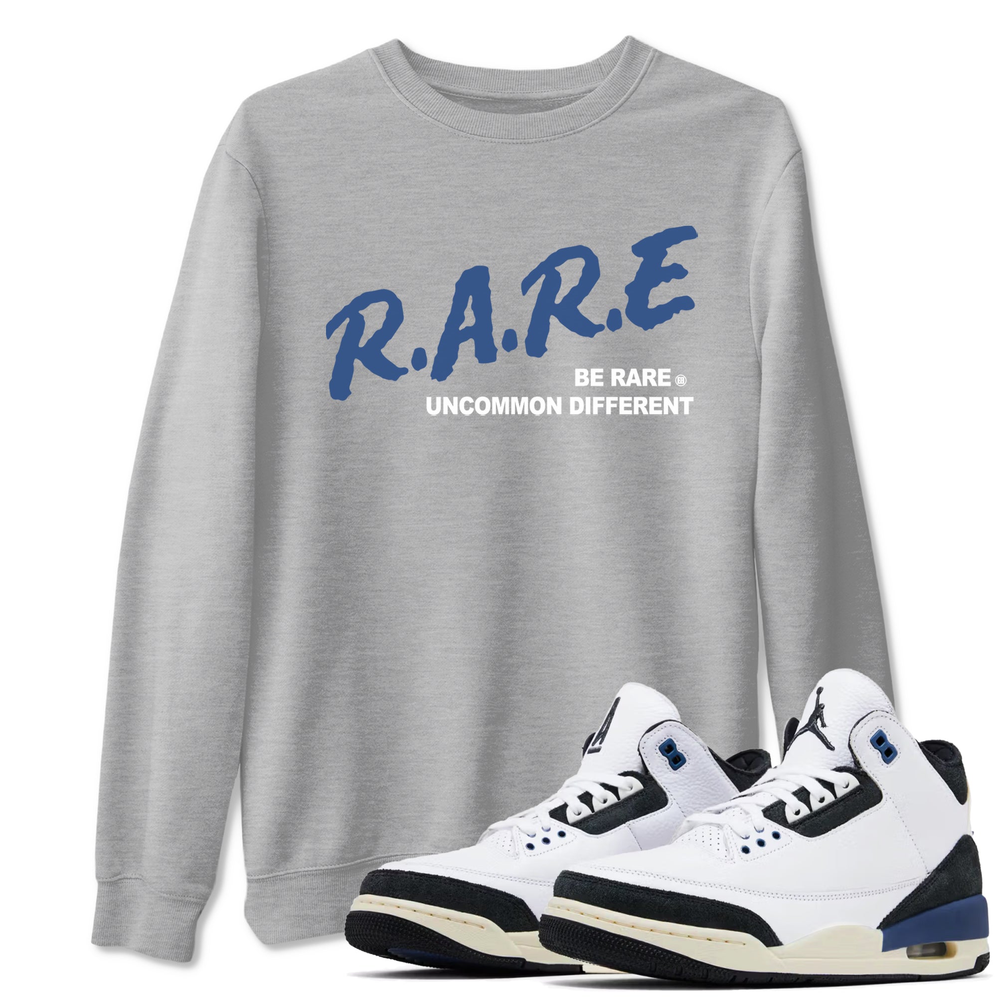 Be Rare Uncommon Different snkmatch Tees - Air Jordan 3 A Ma Maniere x Diffused Blue