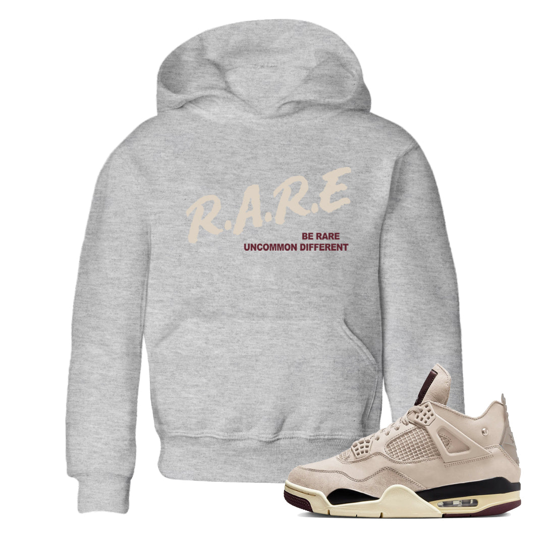 Be Rare Uncommon Different snkmatch Tees Kids - Air Jordan 4 A Ma Maniere x Fossil Stone