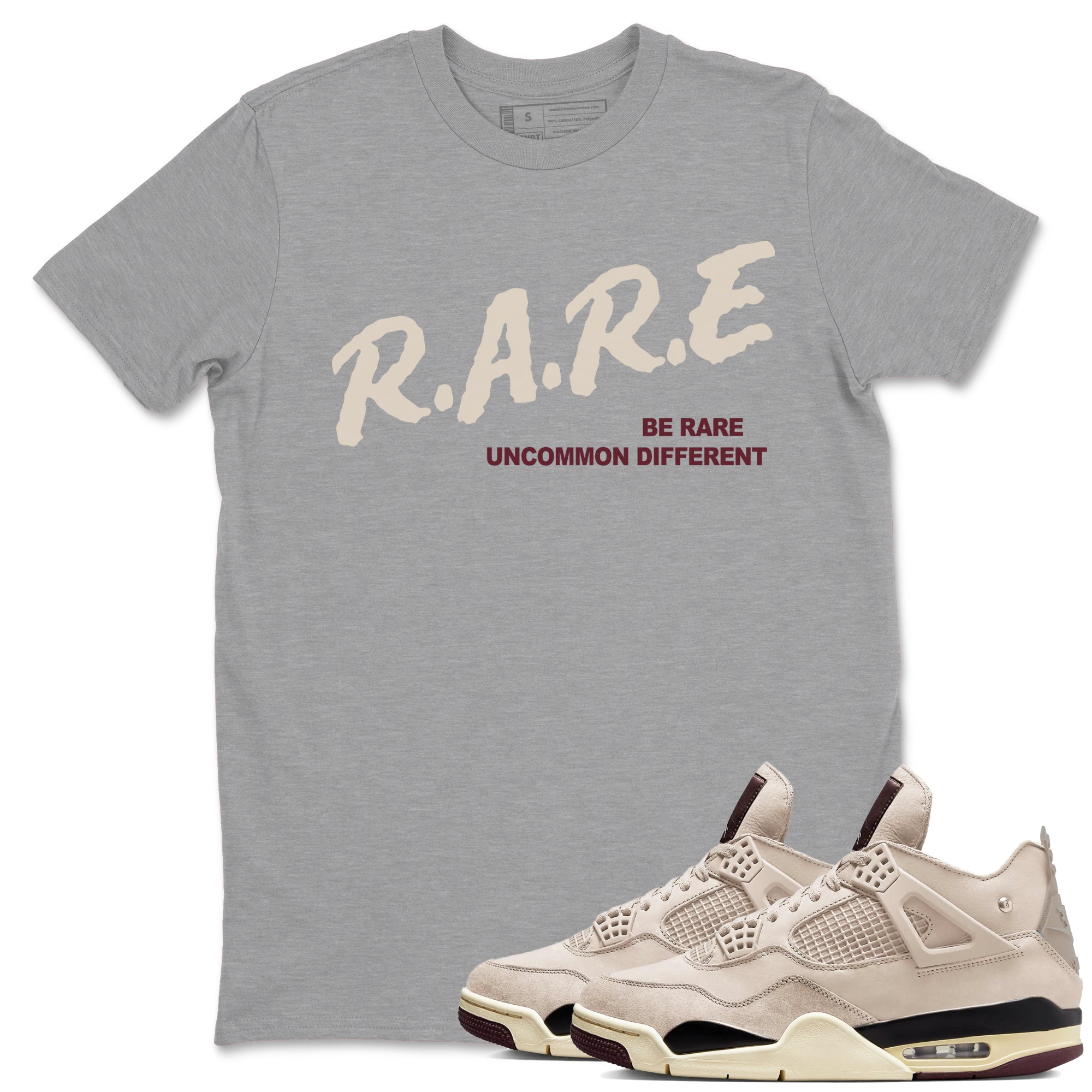 Be Rare Uncommon Different snkmatch Tees - Air Jordan 4 A Ma Maniere x Fossil Stone