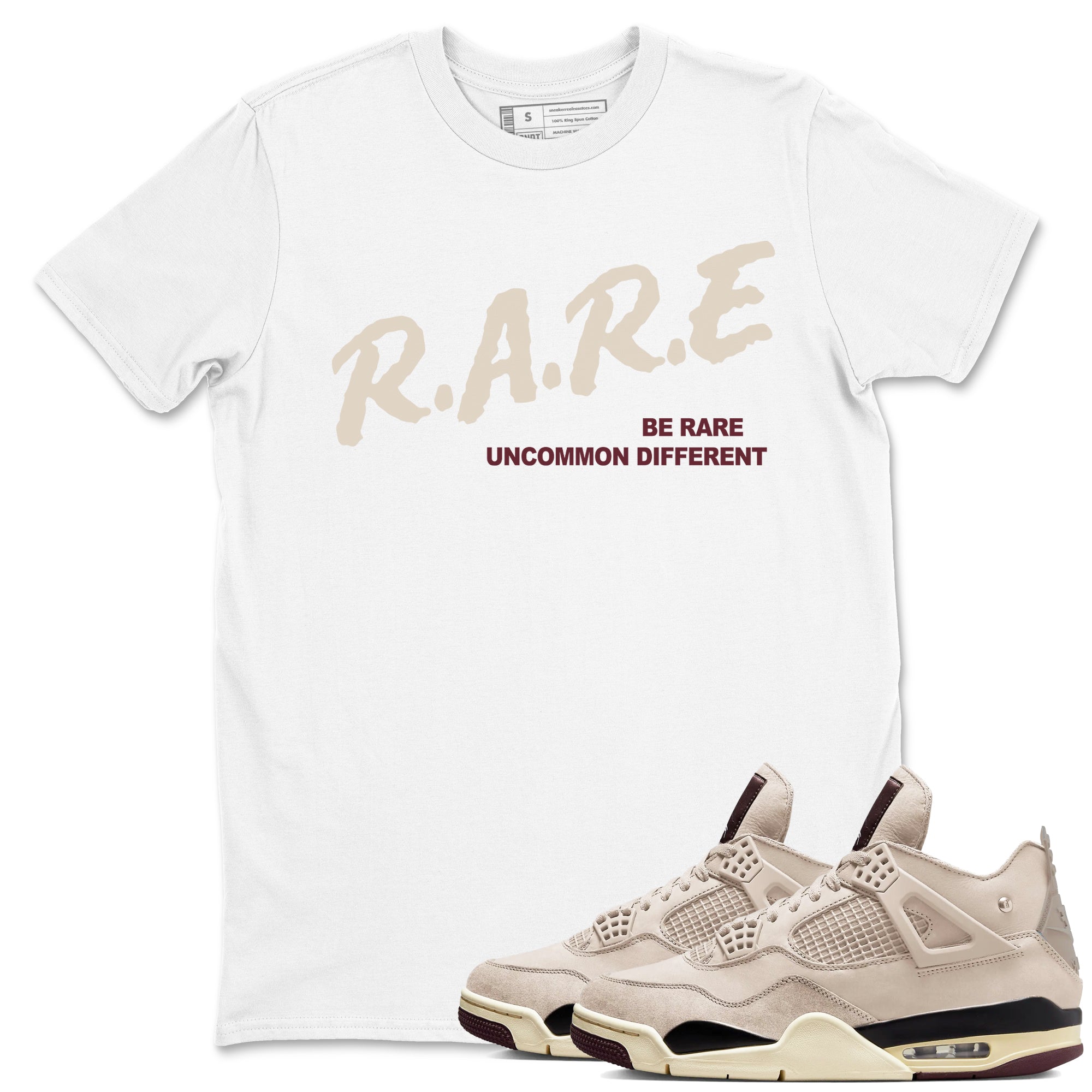 Be Rare Uncommon Different snkmatch Tees - Air Jordan 4 A Ma Maniere x Fossil Stone