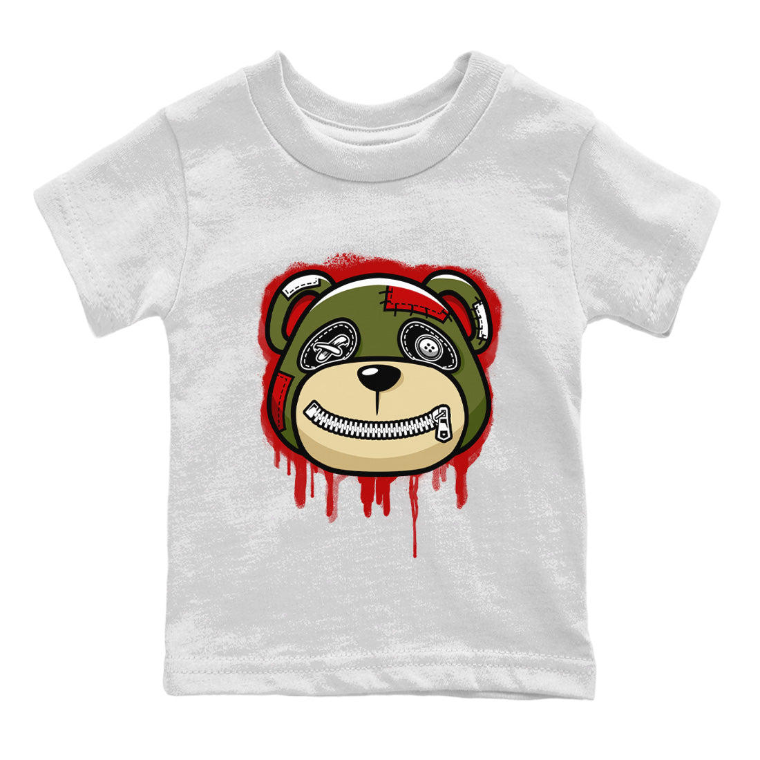 Bear Face Kids Tops - Air Jordan 1 Travis Scott Olive