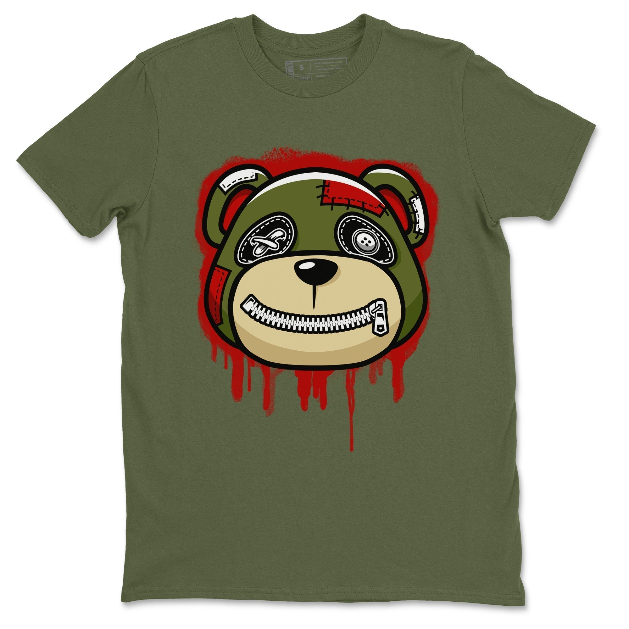 Bear Face Unisex Tops - Air Jordan 1 Travis Scott Olive
