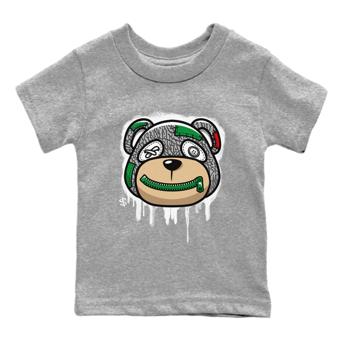 Bear Face Kids Tops - Air Jordan 3 Lucky Green