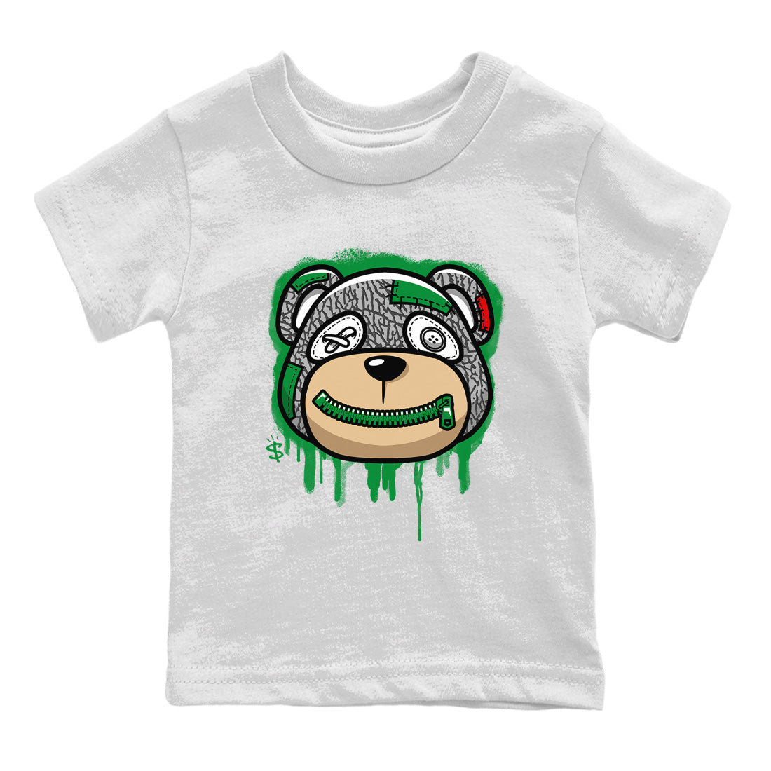 Bear Face Kids Tops - Air Jordan 3 Lucky Green