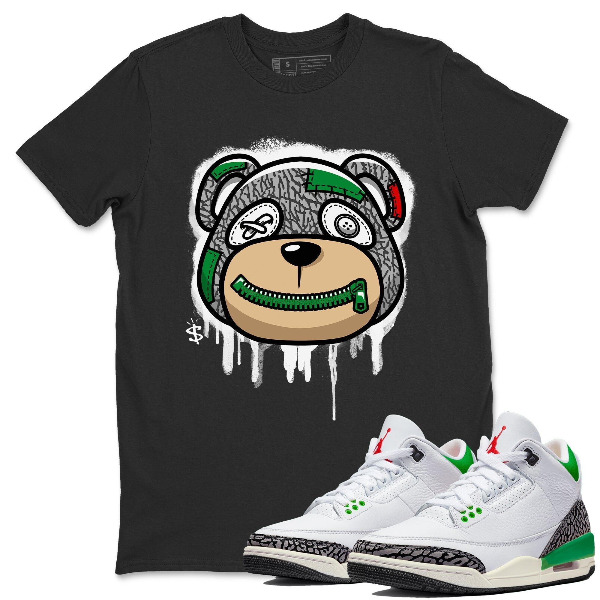 Bear Face Unisex Tops - Air Jordan 3 Lucky Green