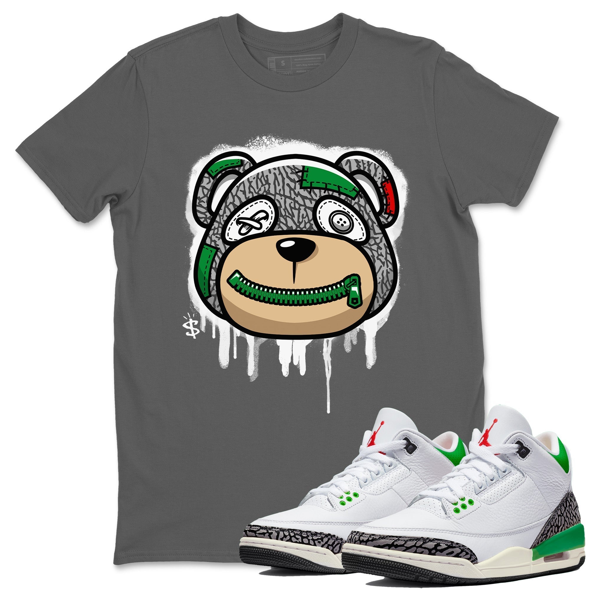 Bear Face Unisex Tops - Air Jordan 3 Lucky Green