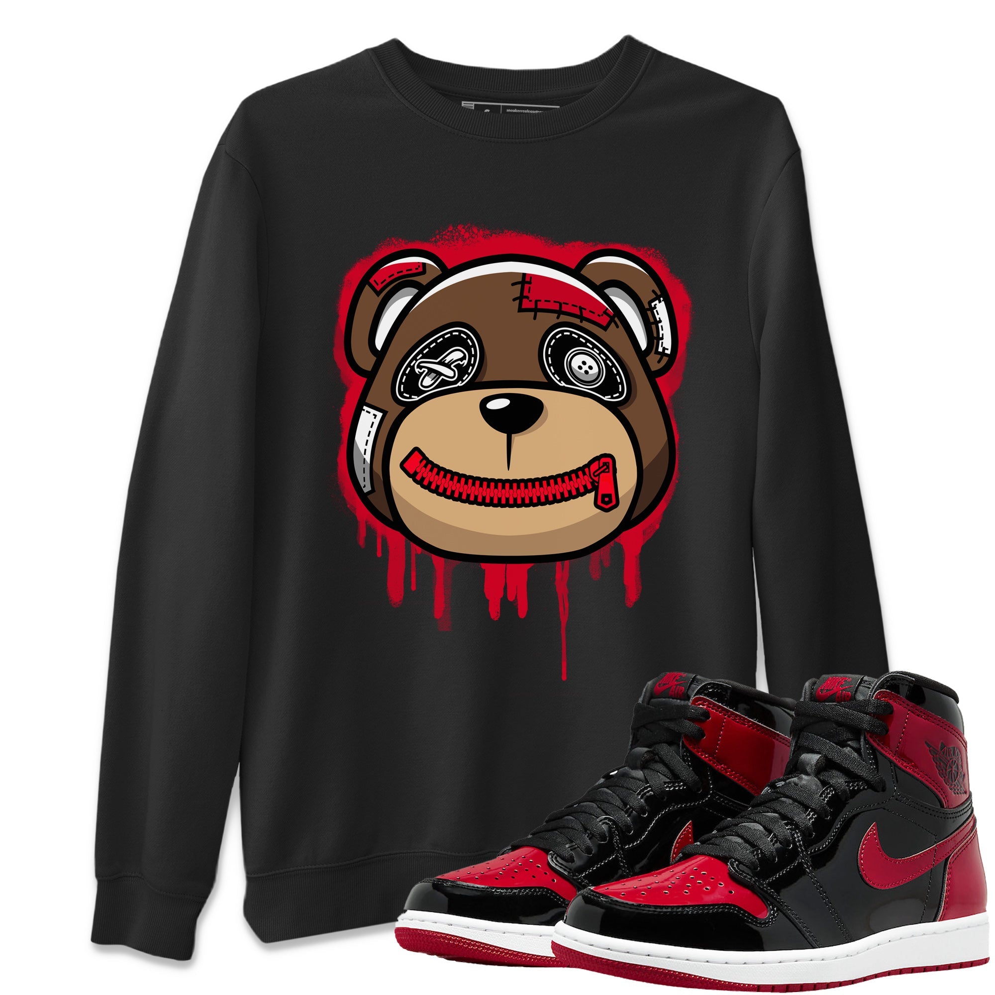 Bear Face Unisex Tops - Air Jordan 1 Bred Patent