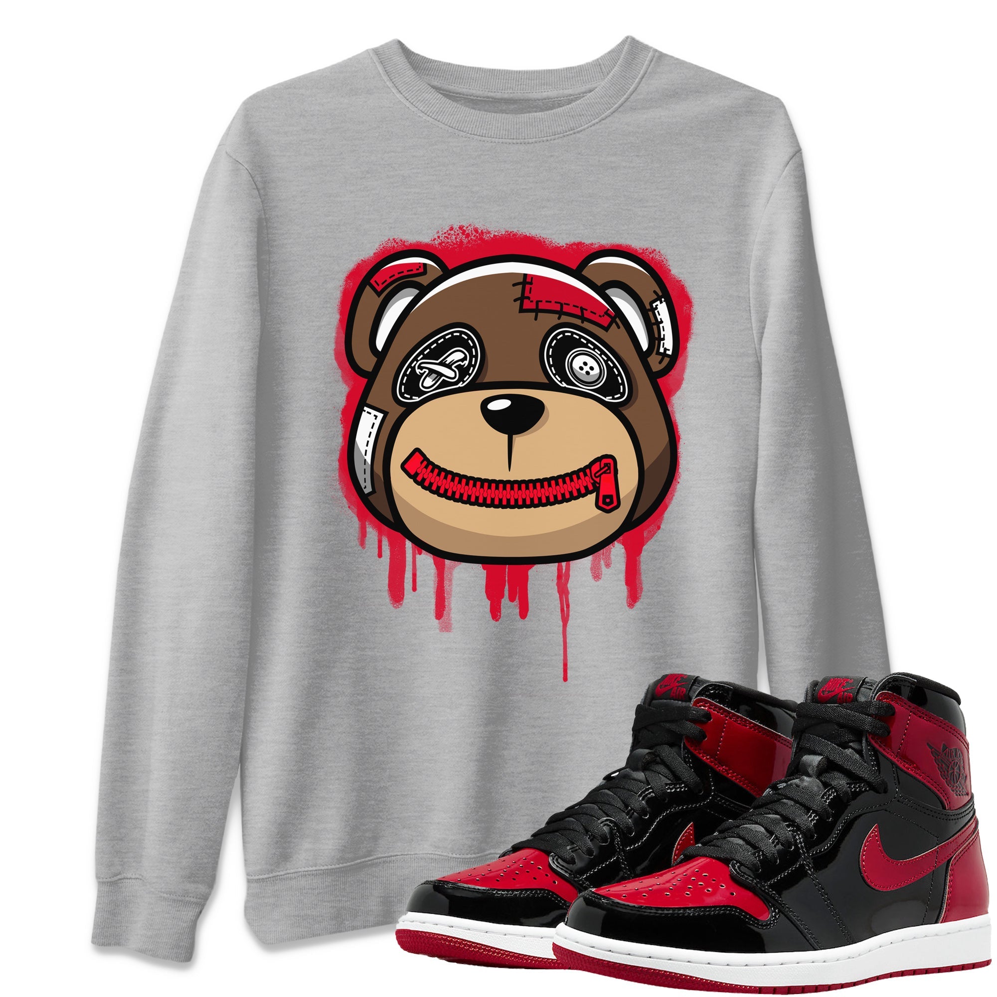 Bear Face Unisex Tops - Air Jordan 1 Bred Patent