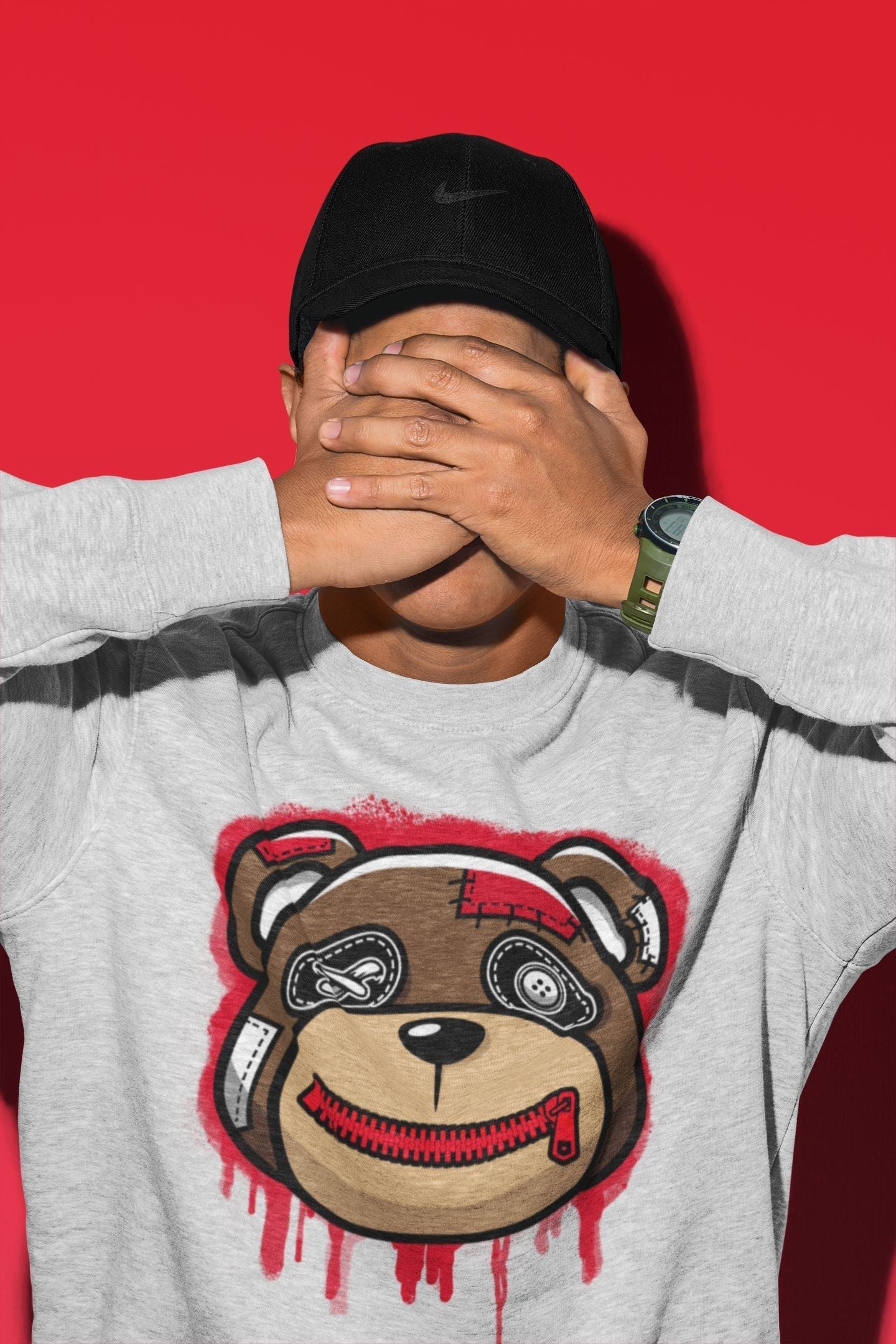 Bear Face Unisex Tops - Air Jordan 1 Bred Patent