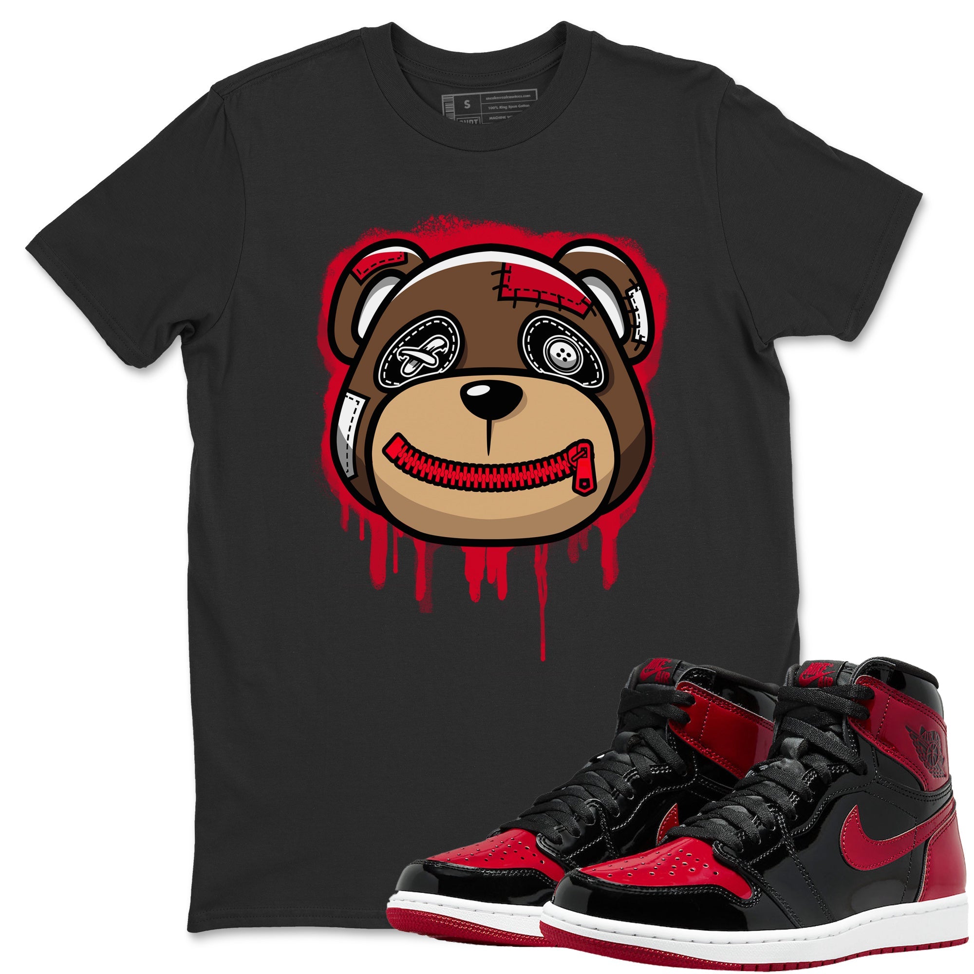 Bear Face Unisex Tops - Air Jordan 1 Bred Patent