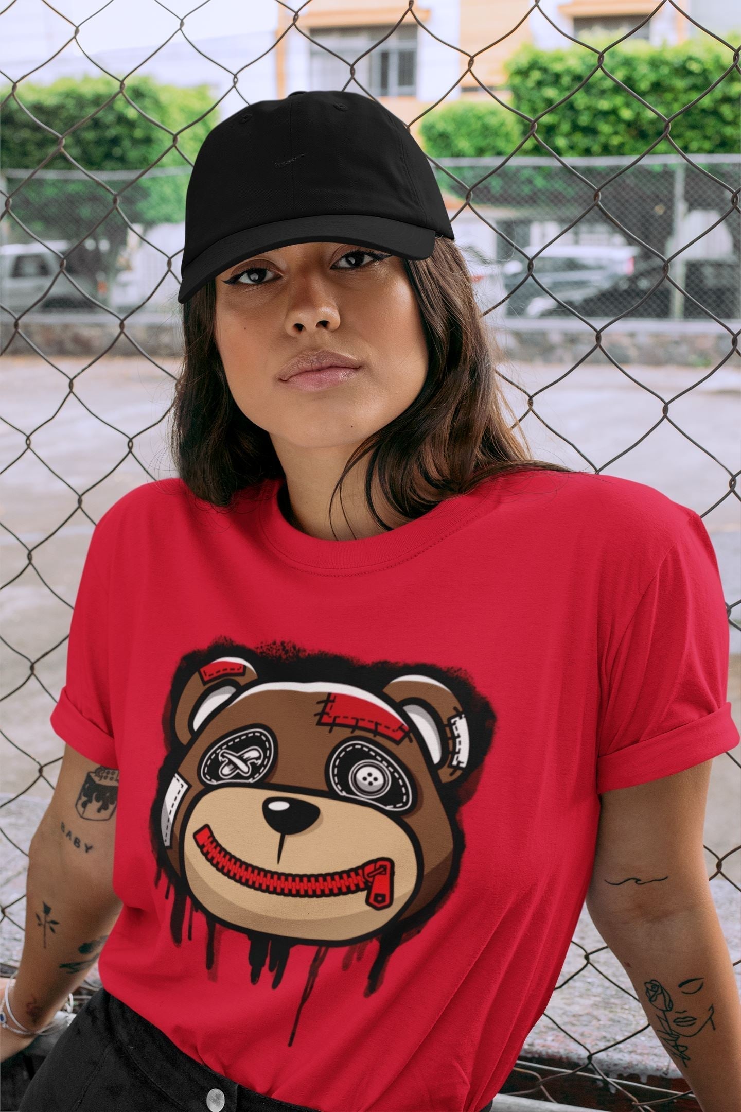 Bear Face Unisex Tops - Air Jordan 1 Bred Patent