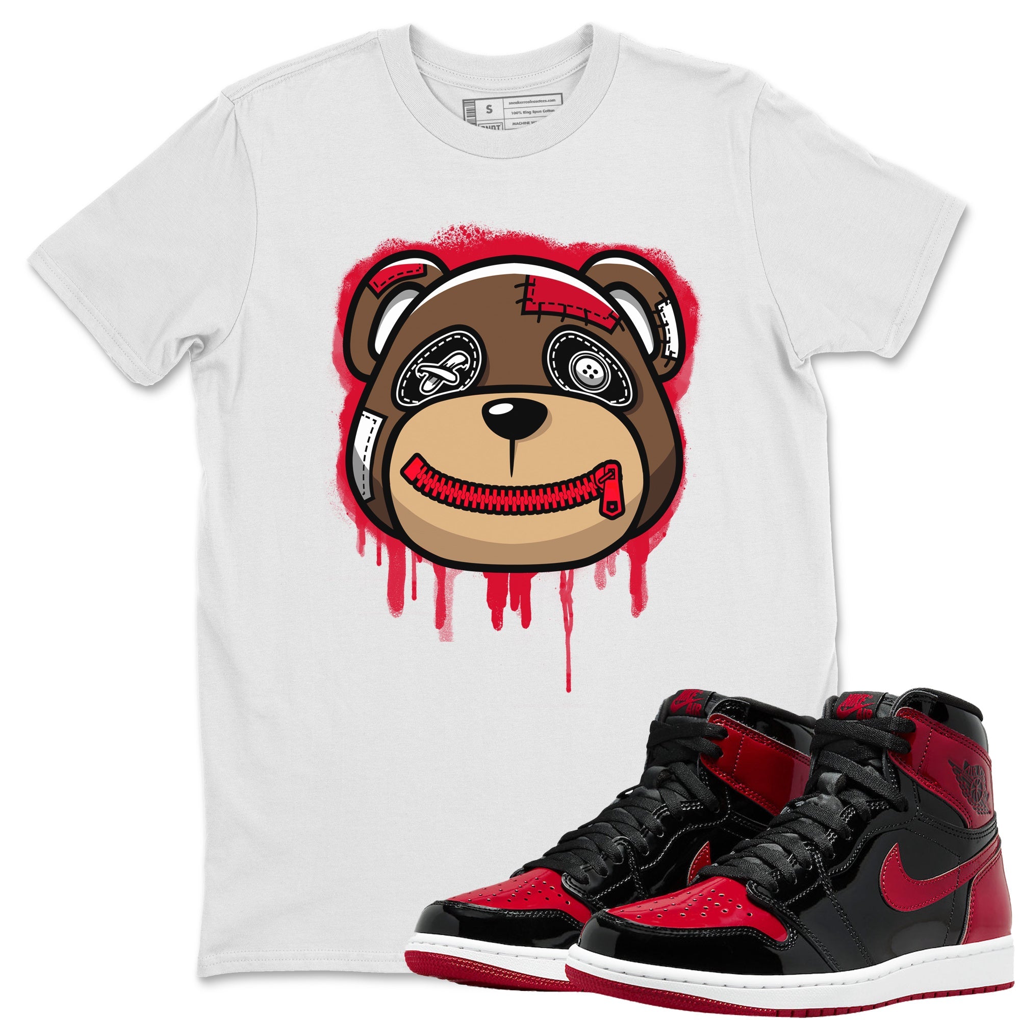 Bear Face Unisex Tops - Air Jordan 1 Bred Patent