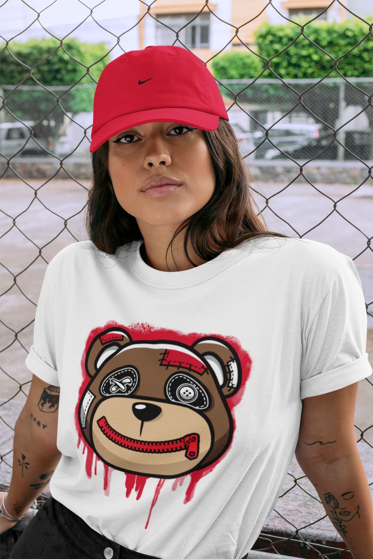 Bear Face Unisex Tops - Air Jordan 1 Bred Patent