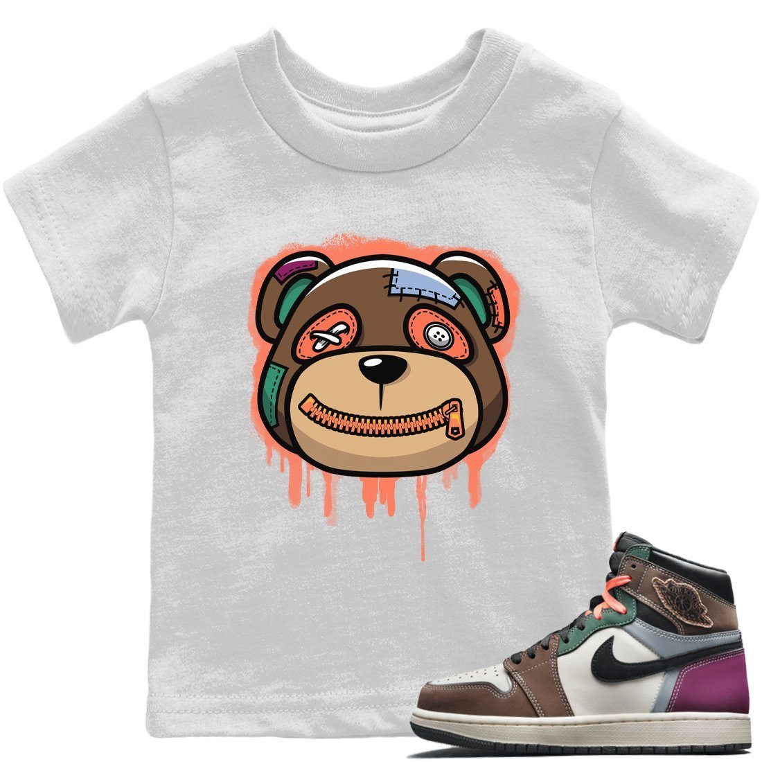 Bear Face Kids Tops - Air Jordan 1 Hand Crafted