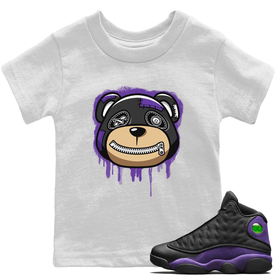 Bear Face Kids Tops - Air Jordan 13 Court Purple
