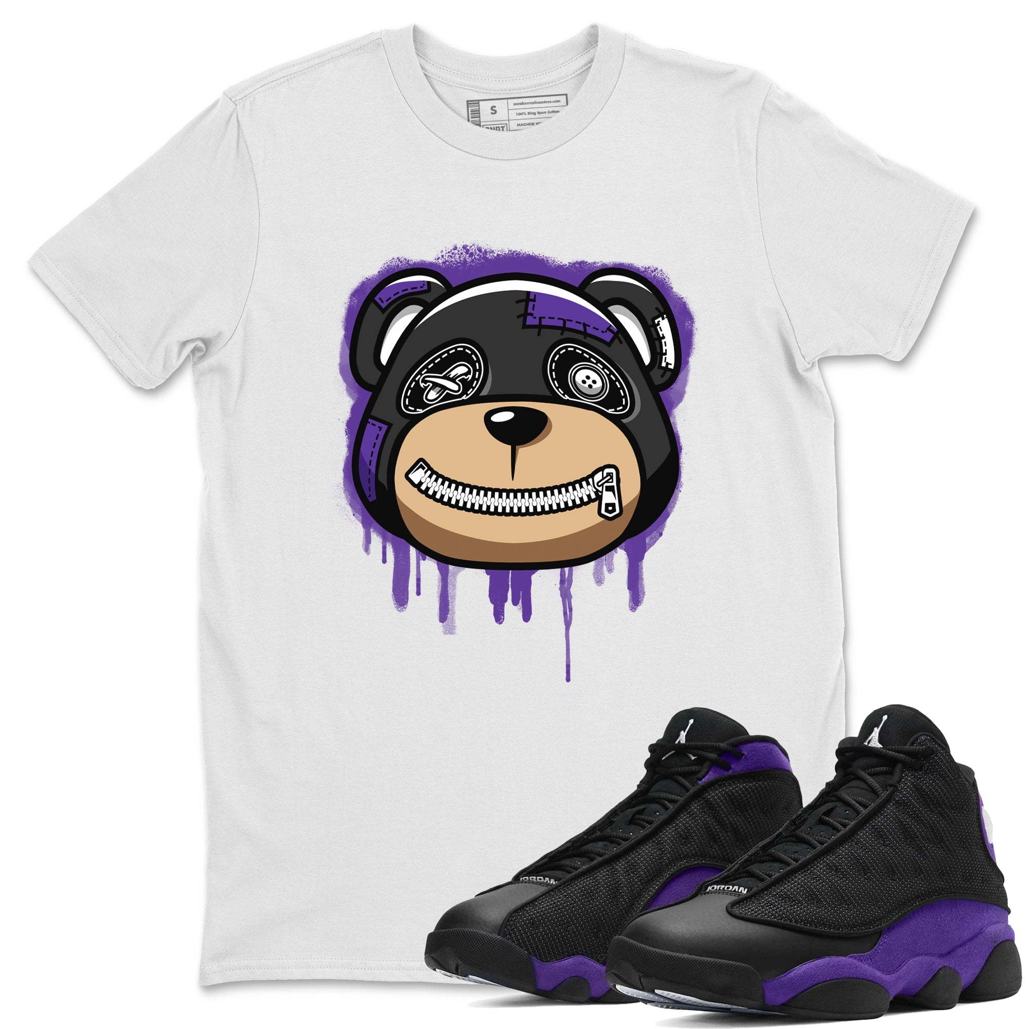 Bear Face Unisex Tops - Air Jordan 13 Court Purple