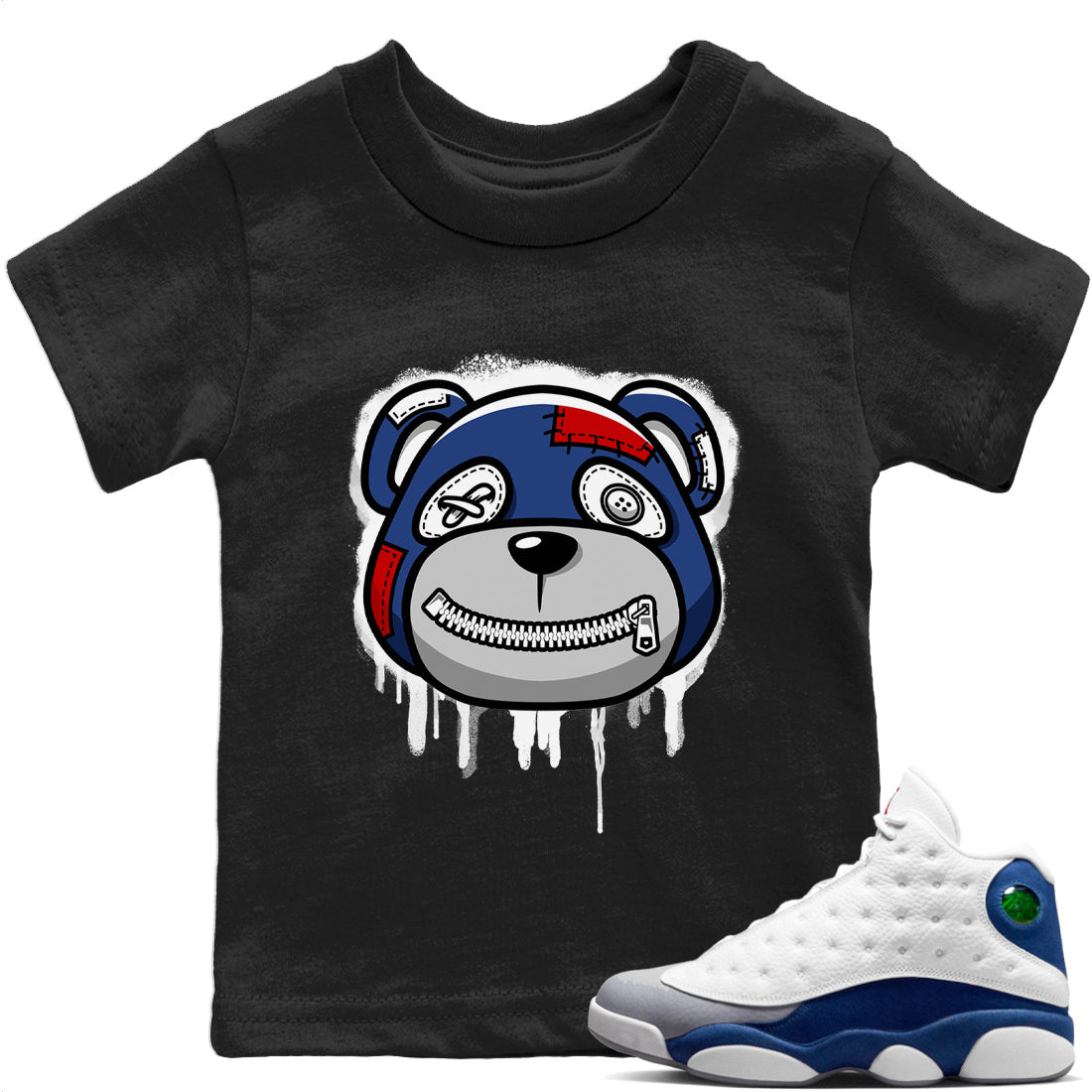 Bear Face Kids Tops - Air Jordan 13 French Blue