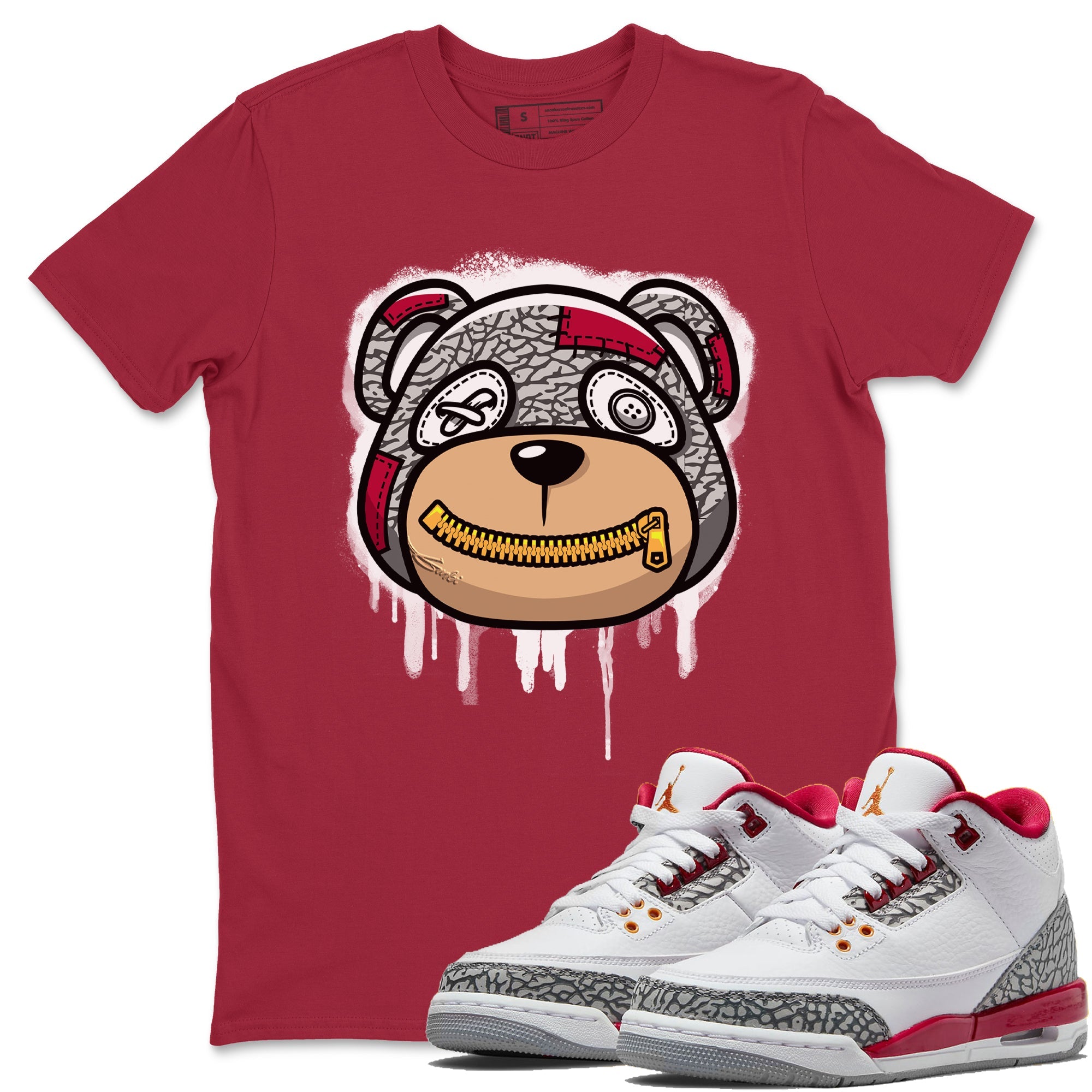 Bear Face Unisex Tops - Air Jordan 3 Cardinal