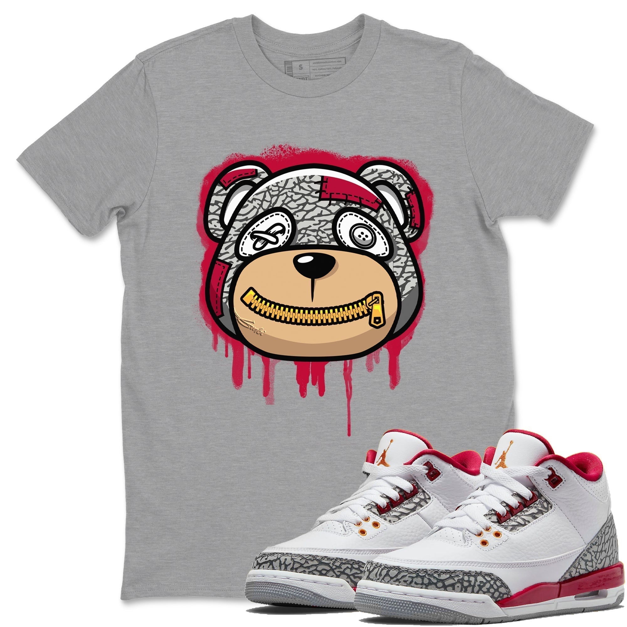 Bear Face Unisex Tops - Air Jordan 3 Cardinal