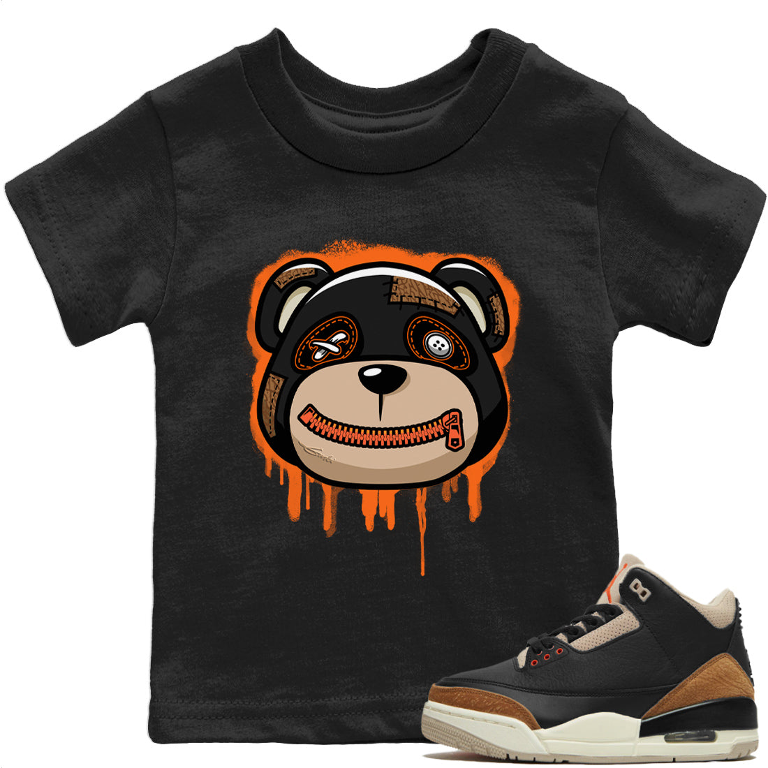 Bear Face Kids Tops - Air Jordan 3 Desert Elephant