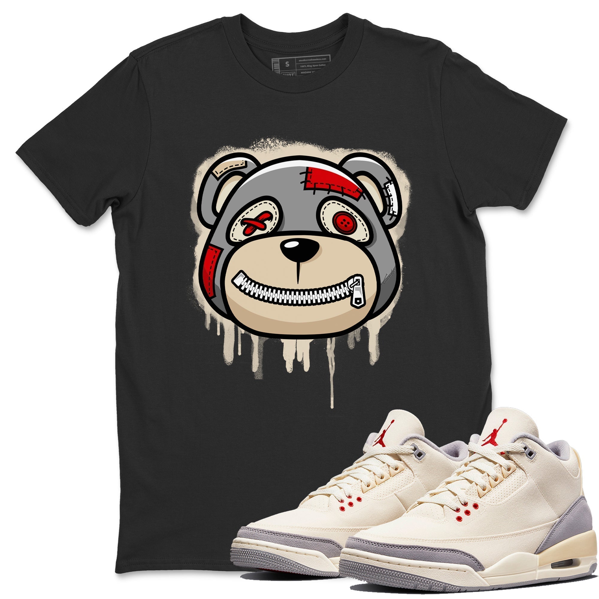 Bear Face Unisex Tops - Air Jordan 3 Muslin