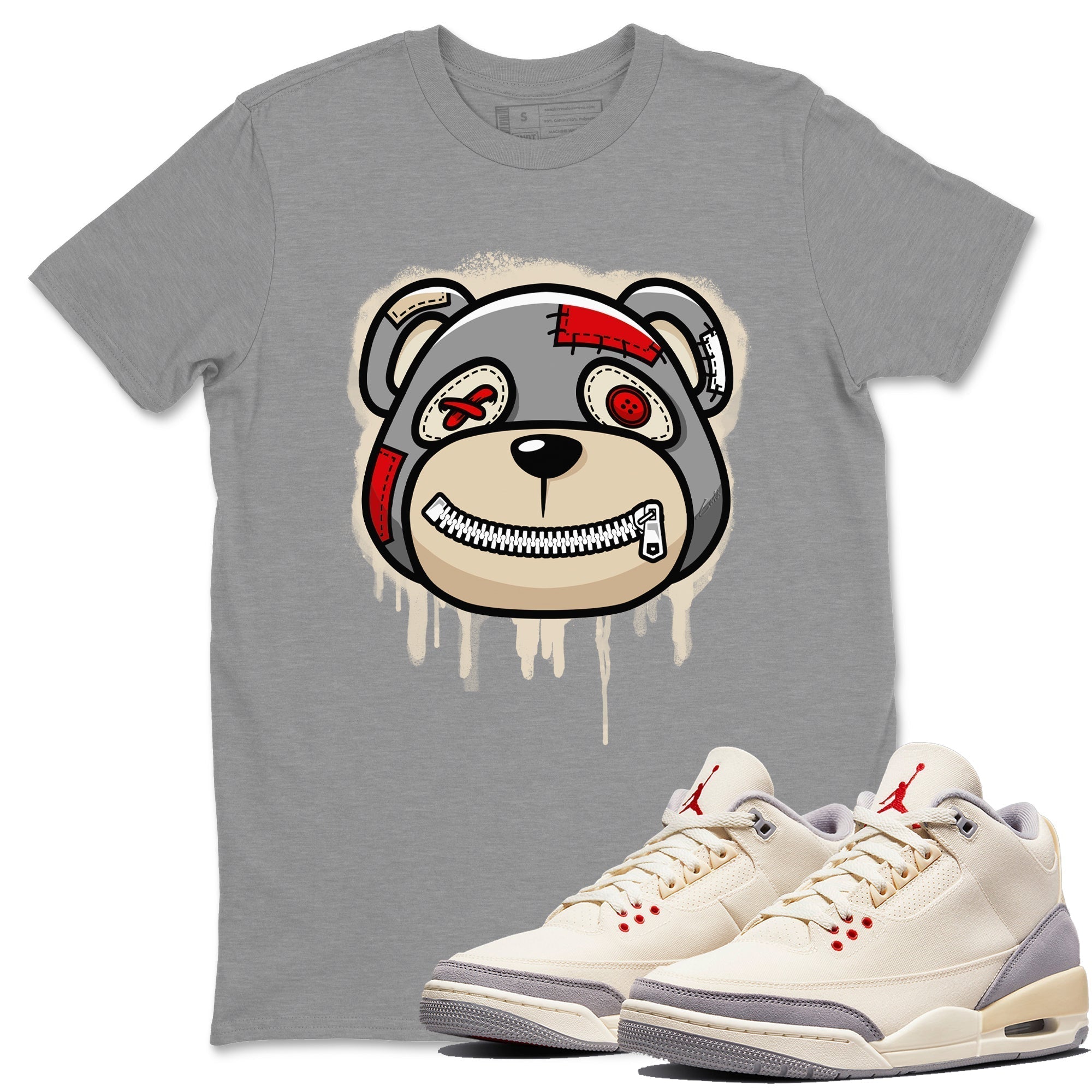 Bear Face Unisex Tops - Air Jordan 3 Muslin