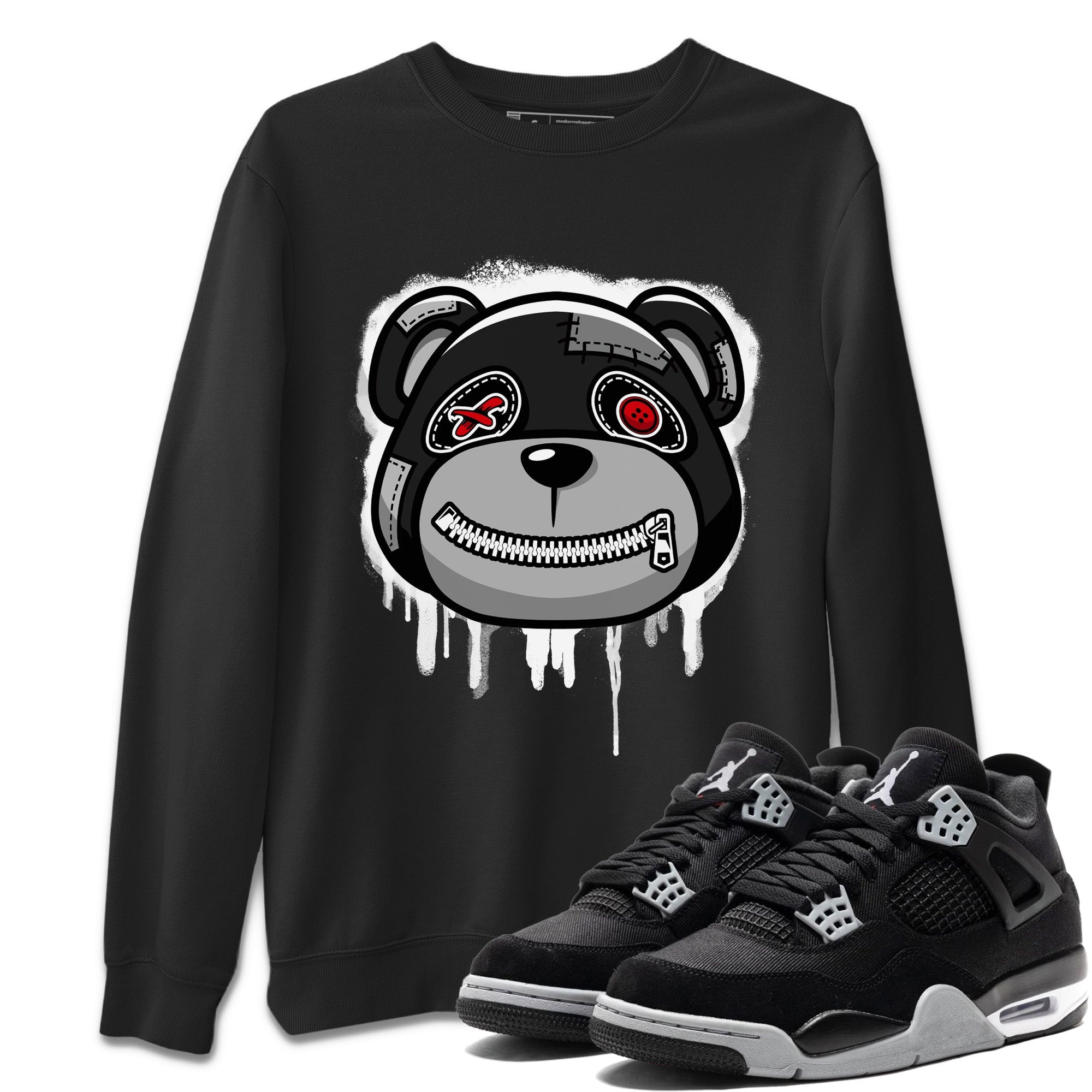 Bear Face Unisex Tops - Air Jordan 4 Black Canvas