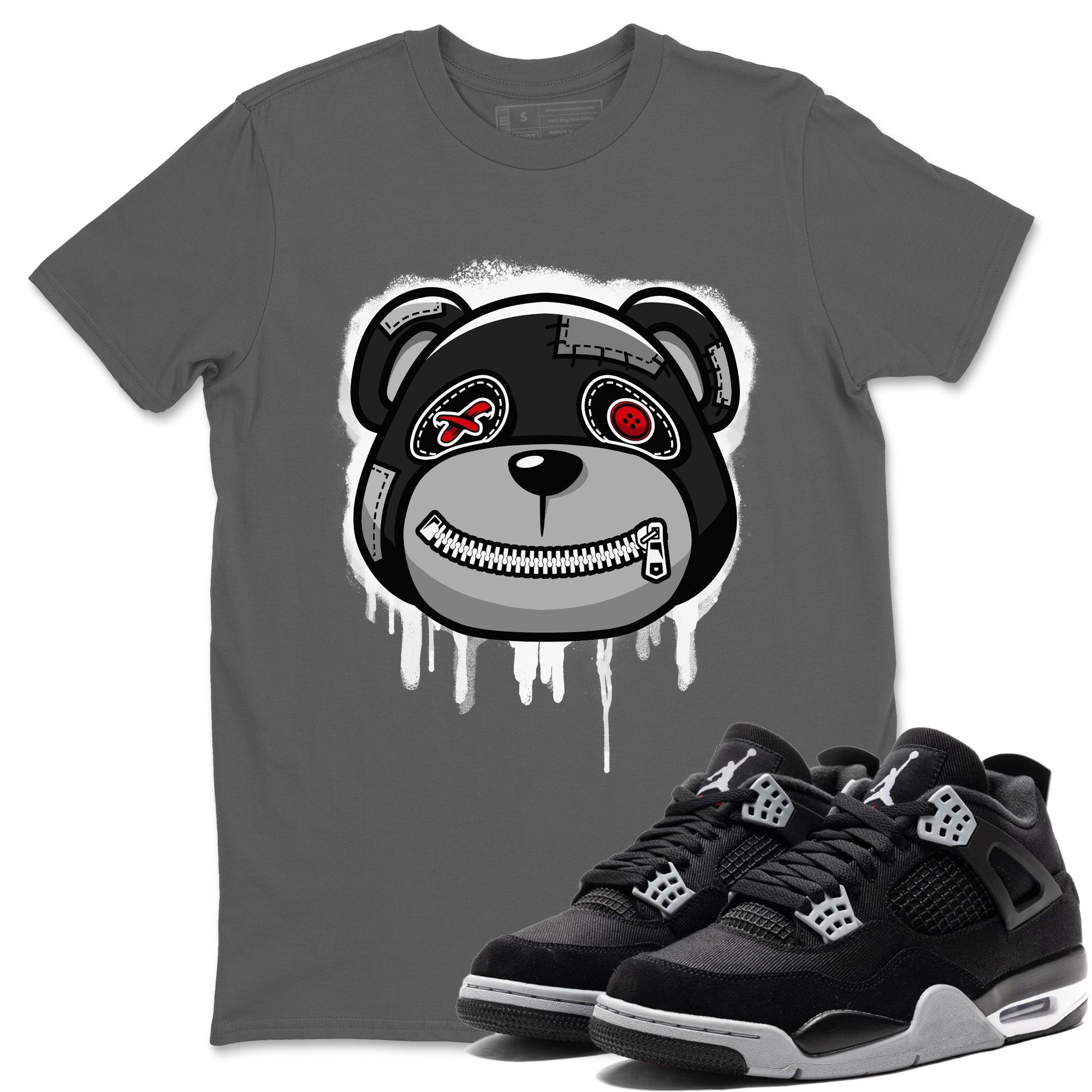 Bear Face Unisex Tops - Air Jordan 4 Black Canvas