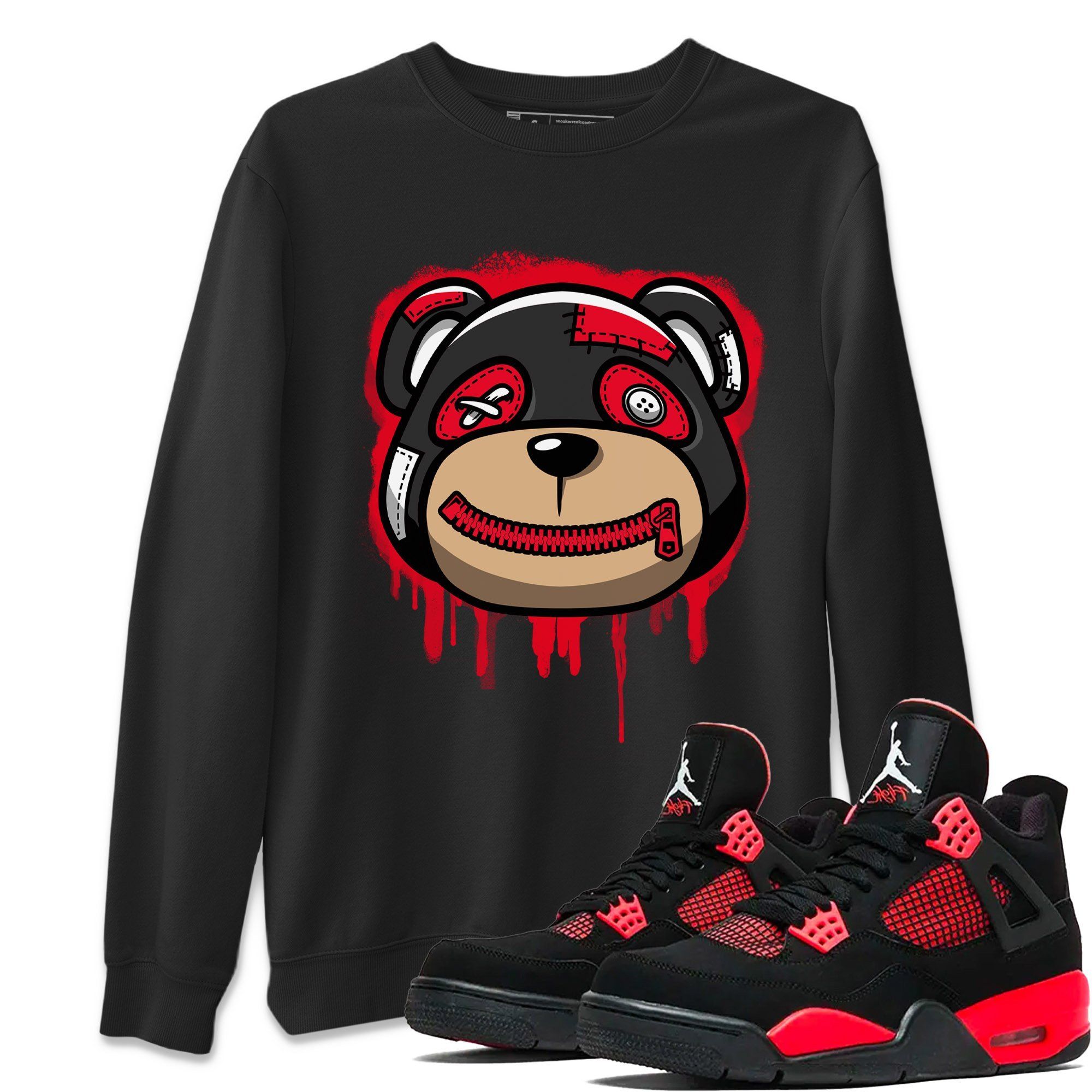 Bear Face Unisex Tops - Air Jordan 4 Red Thunder