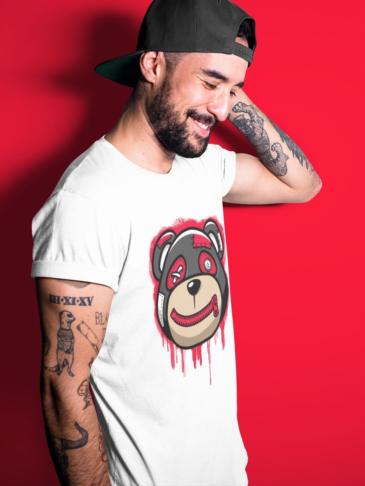 Bear Face Unisex Tops - Air Jordan 4 Red Thunder