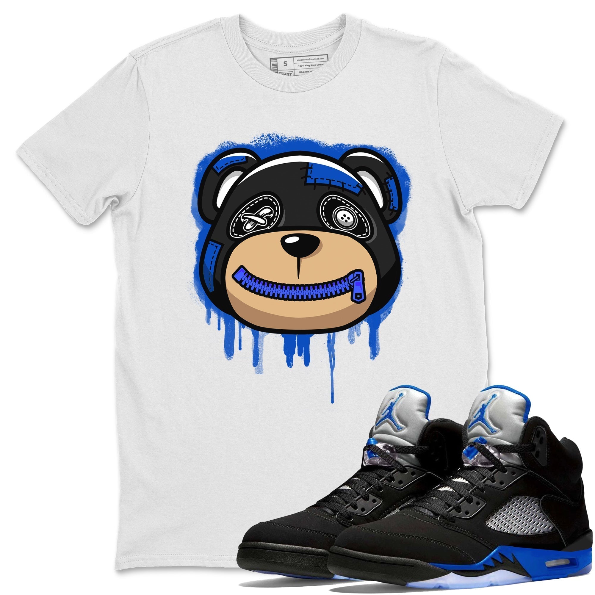 Bear Face Unisex Tops - Air Jordan 5 Racer Blue