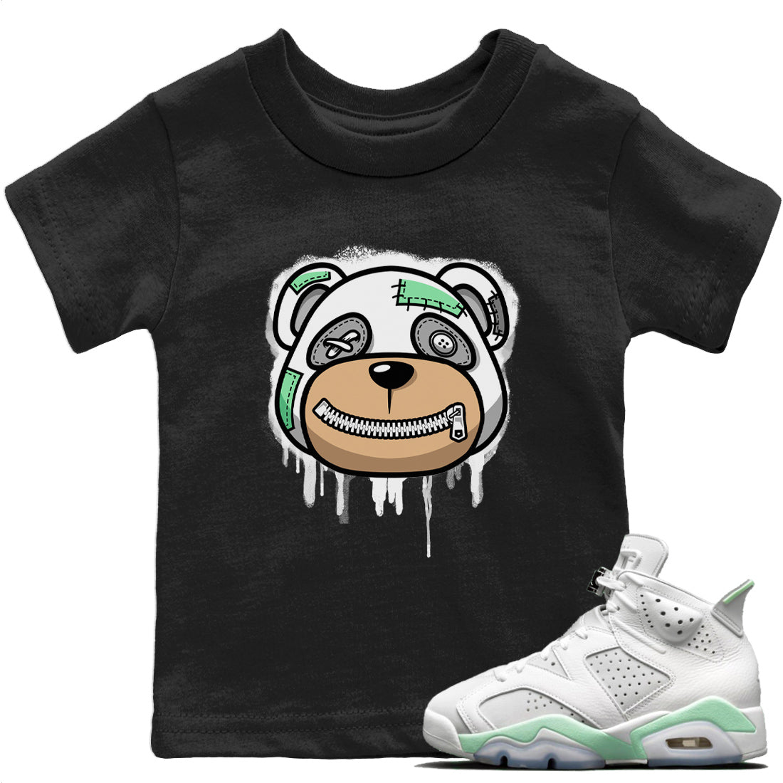 Bear Face Kids Tops - Air Jordan 6 Mint Foam