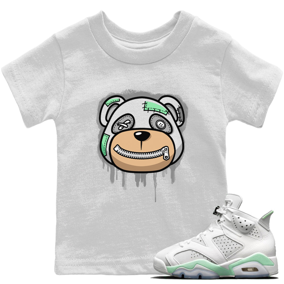 Bear Face Kids Tops - Air Jordan 6 Mint Foam