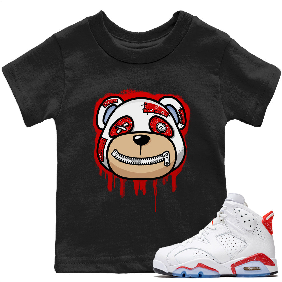 Bear Face Kids Tops - Air Jordan 6 Red Velvet Cookies