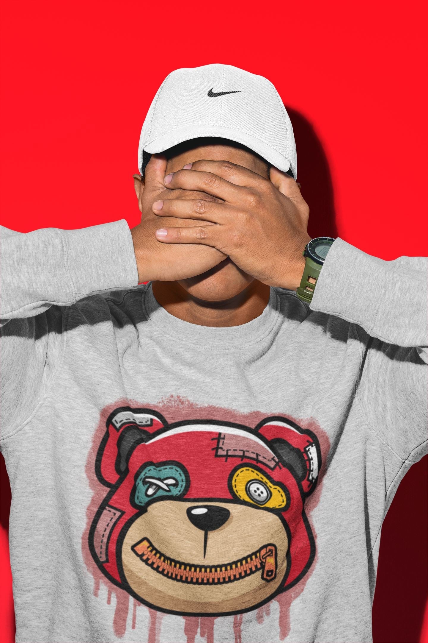 Bear Face Unisex Tops - Yeezy 700 Hi-Res Red
