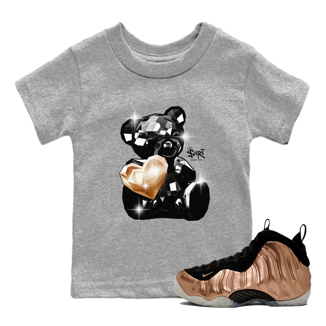 Bear Germs snkmatch Tees Kids - Air Foamposite One Metallic Copper
