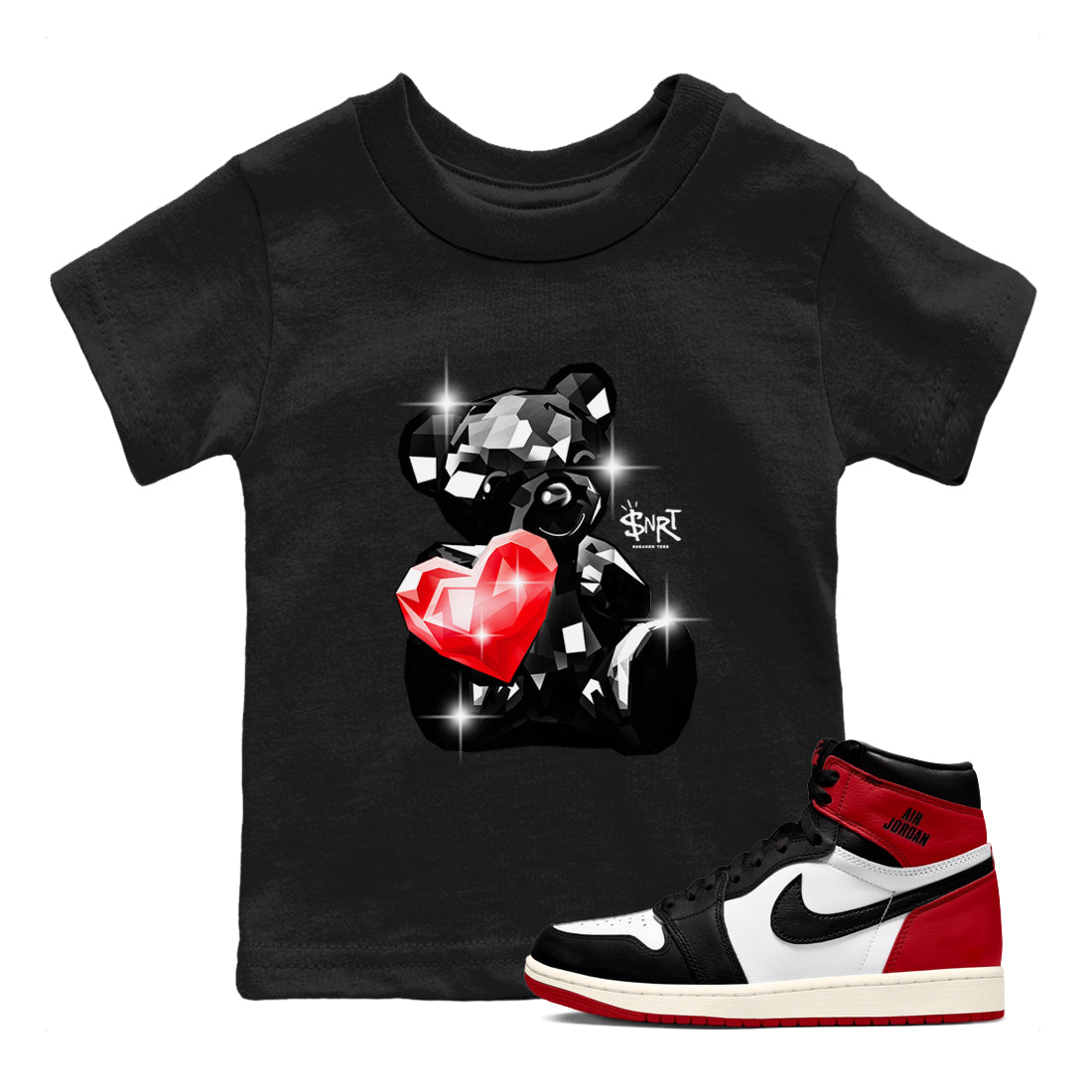 Bear Germs snkmatch Tees Kids - Air Jordan 1 Black Toe Reimagined
