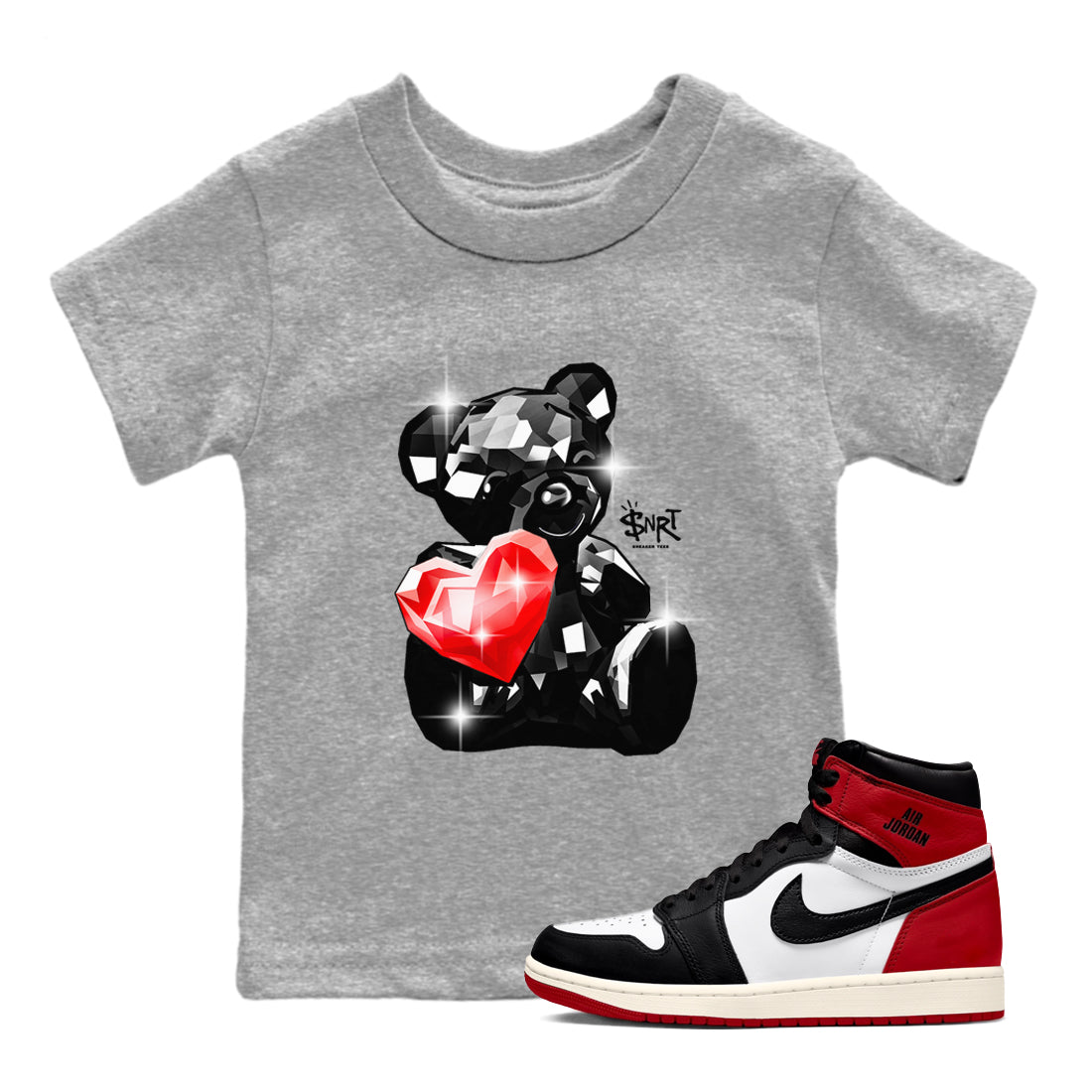 Bear Germs snkmatch Tees Kids - Air Jordan 1 Black Toe Reimagined