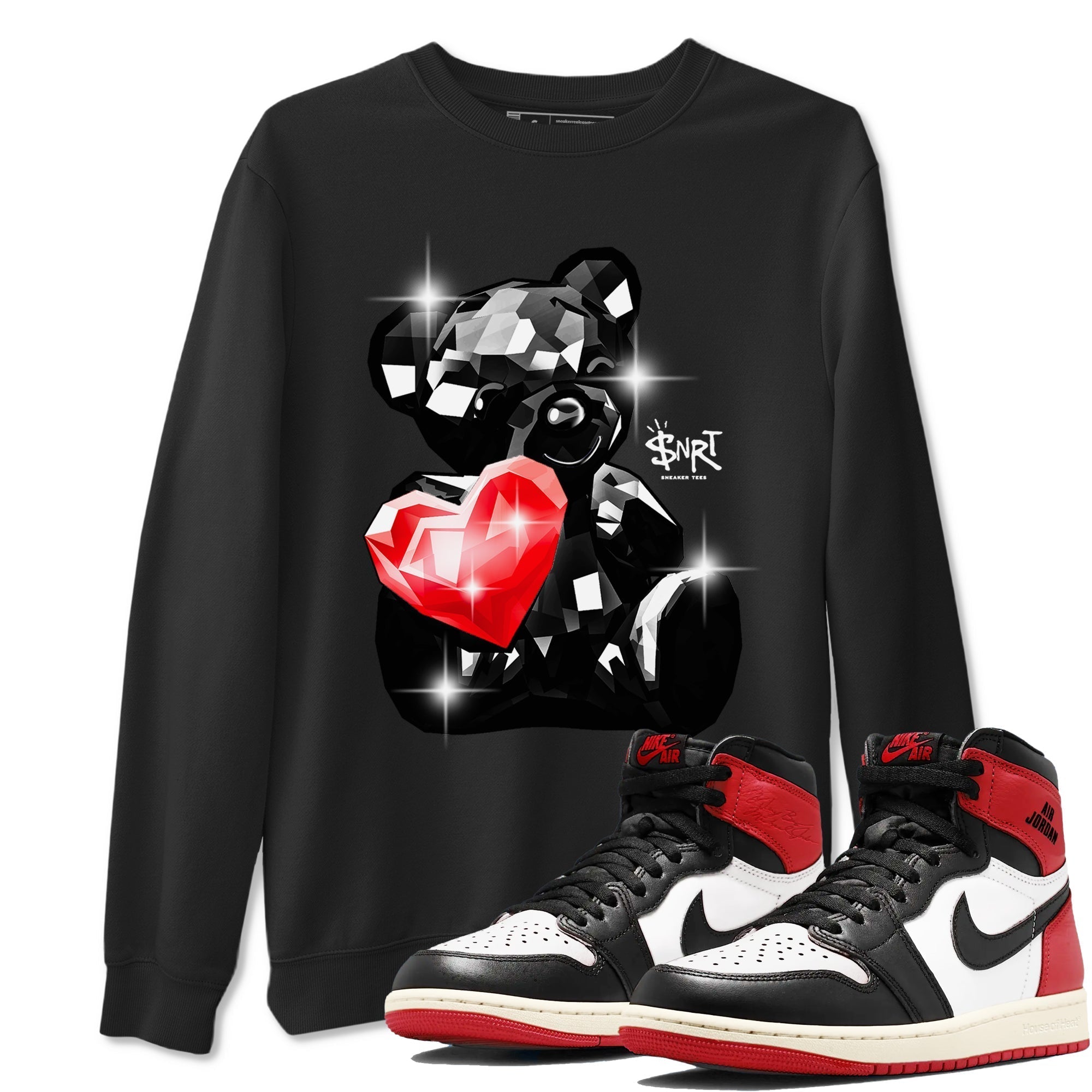 Bear Germs snkmatch Tees - Air Jordan 1 Black Toe Reimagined