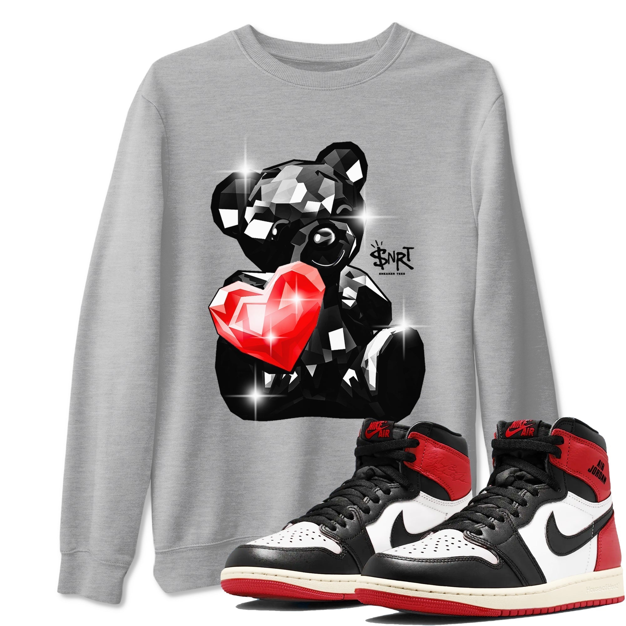 Bear Germs snkmatch Tees - Air Jordan 1 Black Toe Reimagined