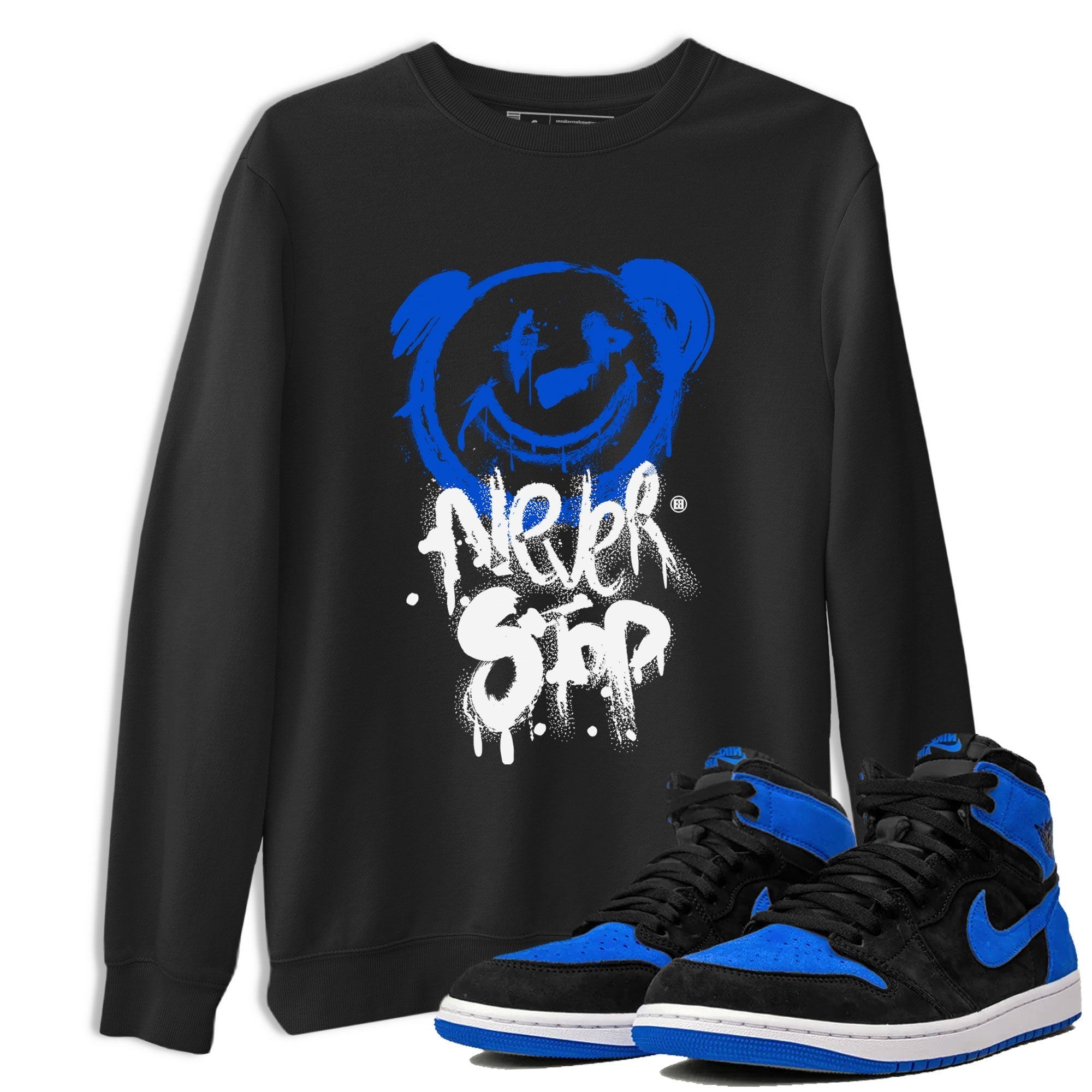 Bear Never Stop snkmatch Tee - Air Jordan 1 Royal Reimagined