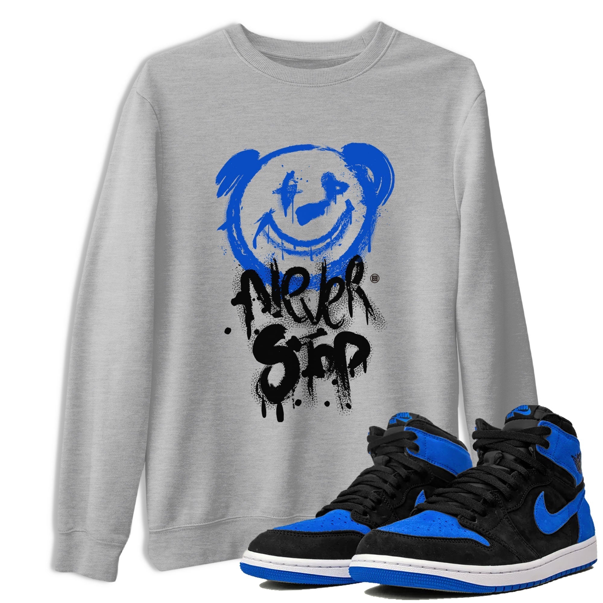 Bear Never Stop snkmatch Tee - Air Jordan 1 Royal Reimagined