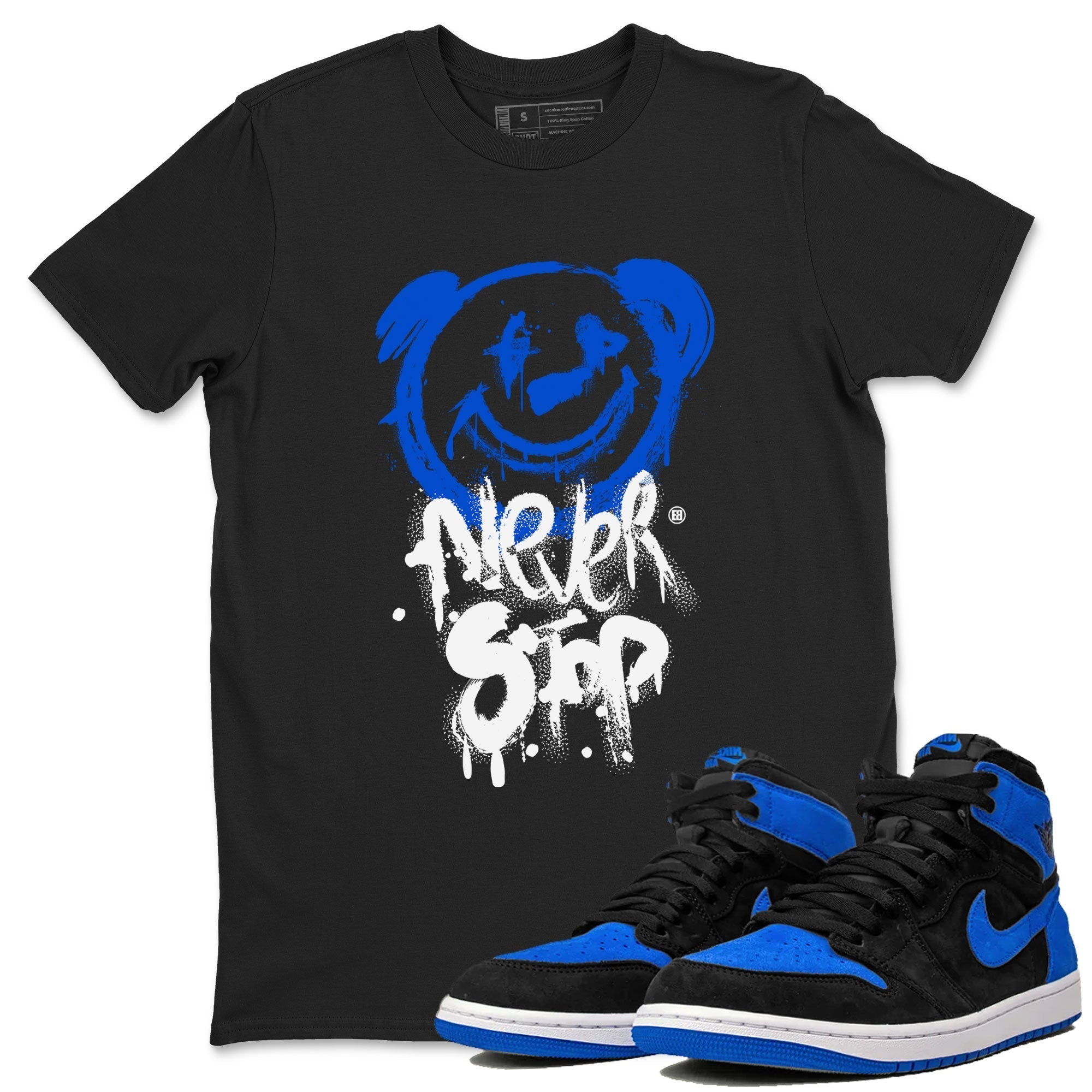 Bear Never Stop SNRT Sneaker Tee - Air Jordan 1 Royal Reimagined