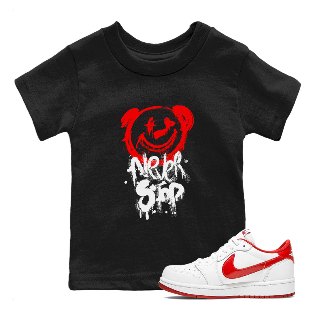 Bear Never Stop snkmatch Tee Kids - Air Jordan 1 University Red