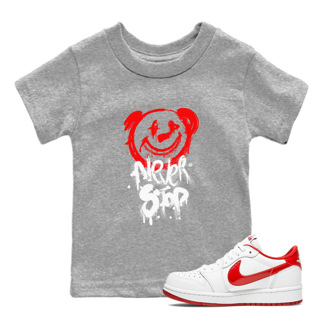 Bear Never Stop snkmatch Tee Kids - Air Jordan 1 University Red