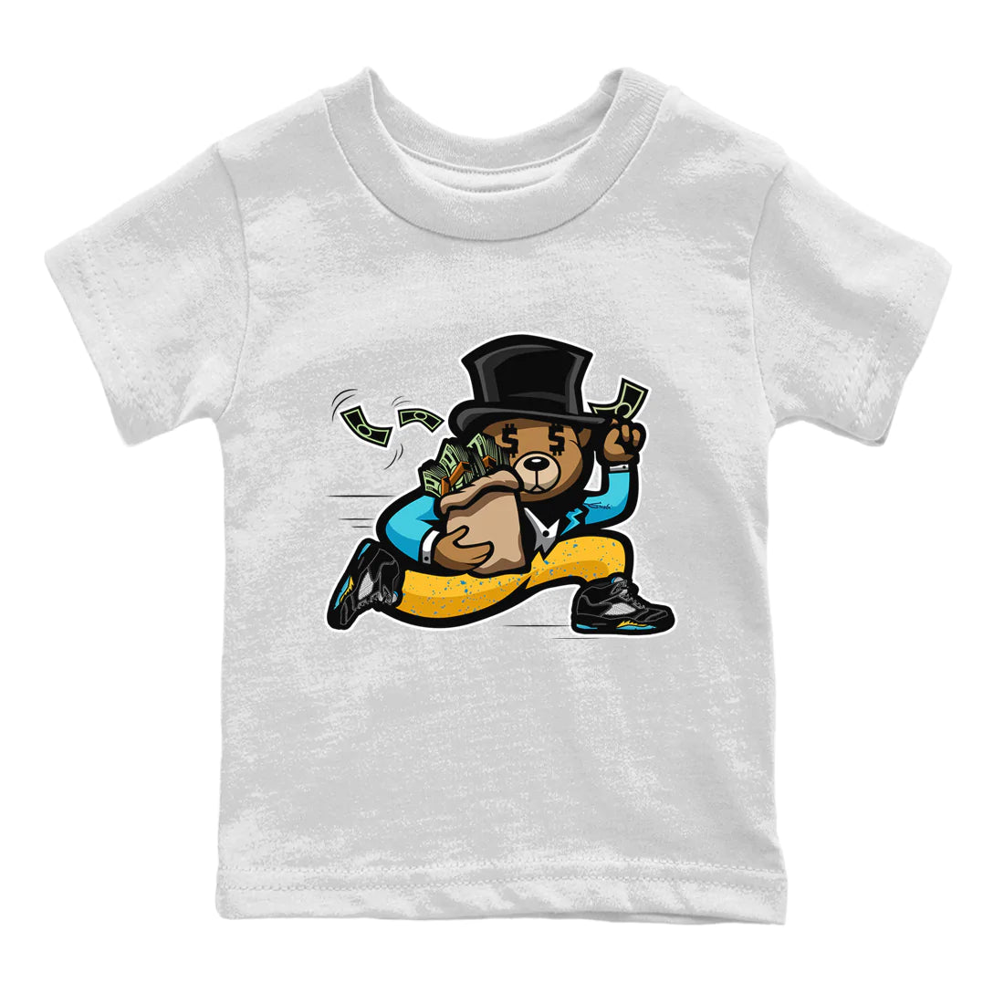 Bear Steals Kids Tops - Air Jordan 5 Aqua