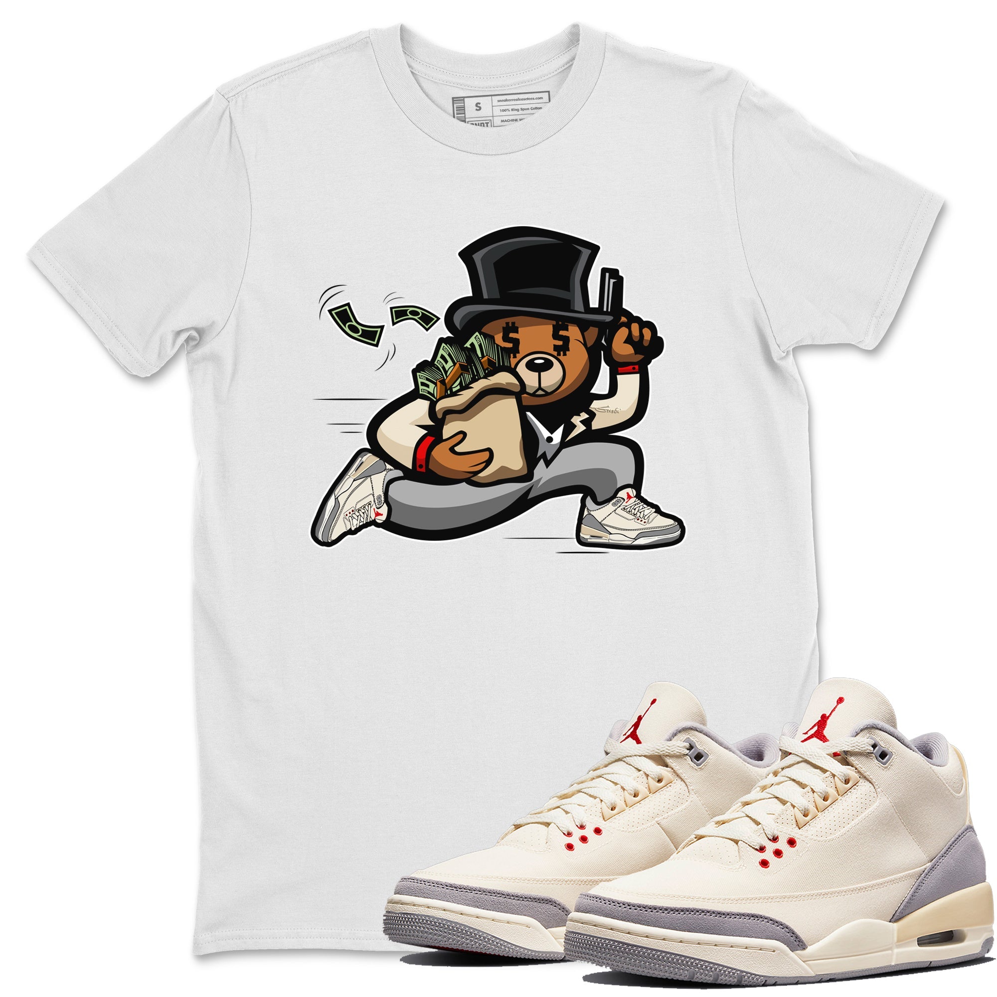 Bear Steals Unisex Tops - Air Jordan 3 Muslin