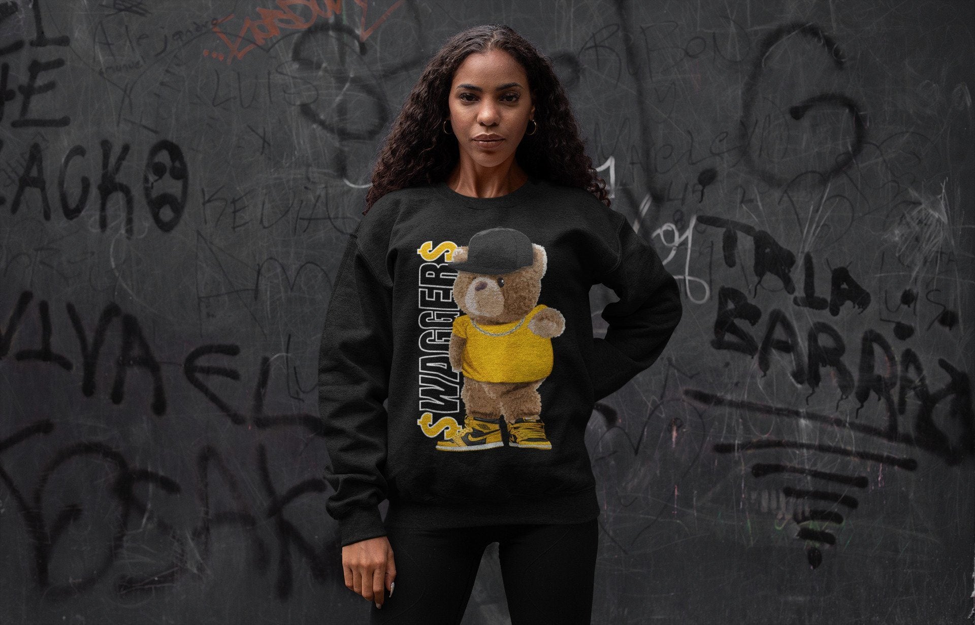 Bear Swaggers Unisex Tops - Air Jordan 1 Pollen