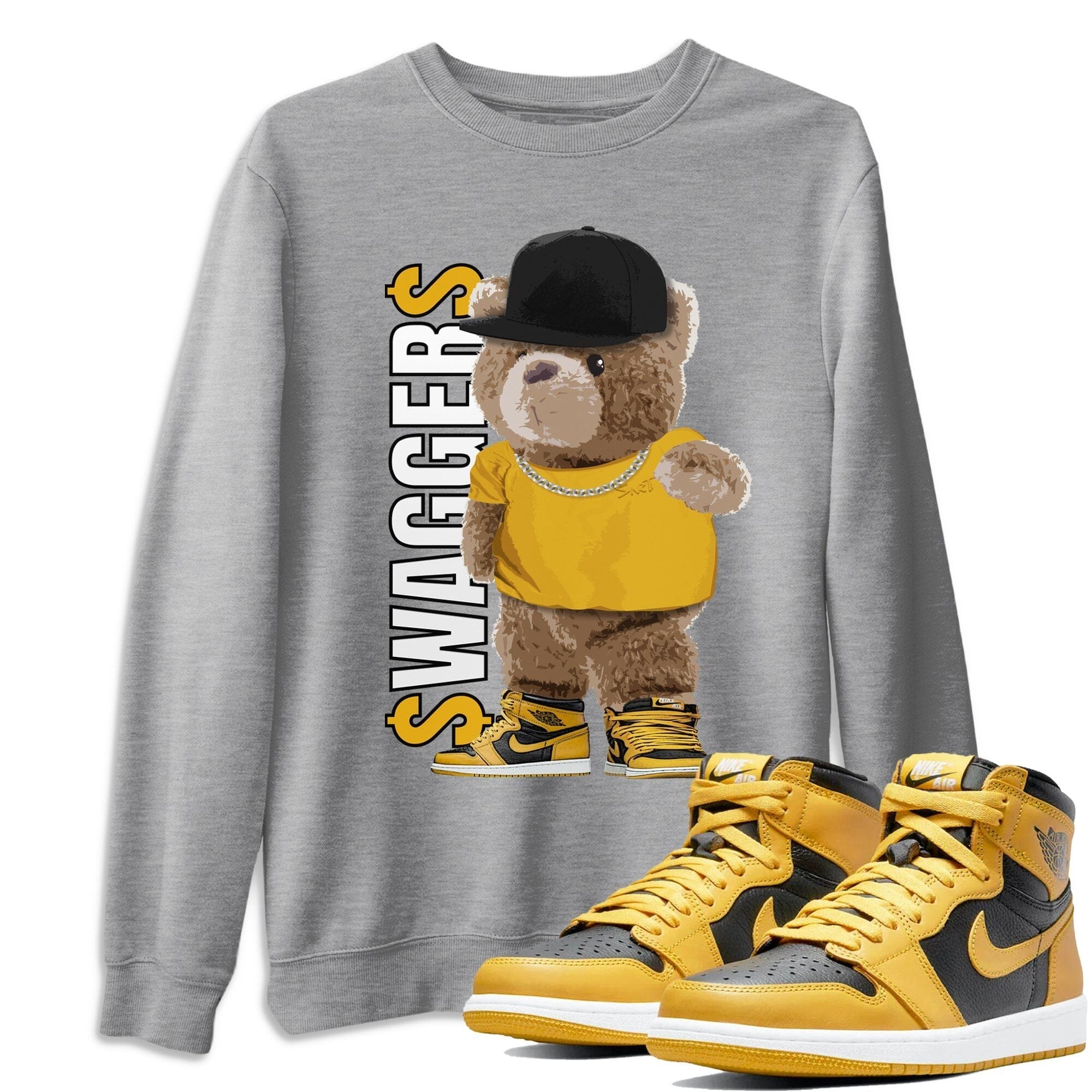 Bear Swaggers Unisex Tops - Air Jordan 1 Pollen
